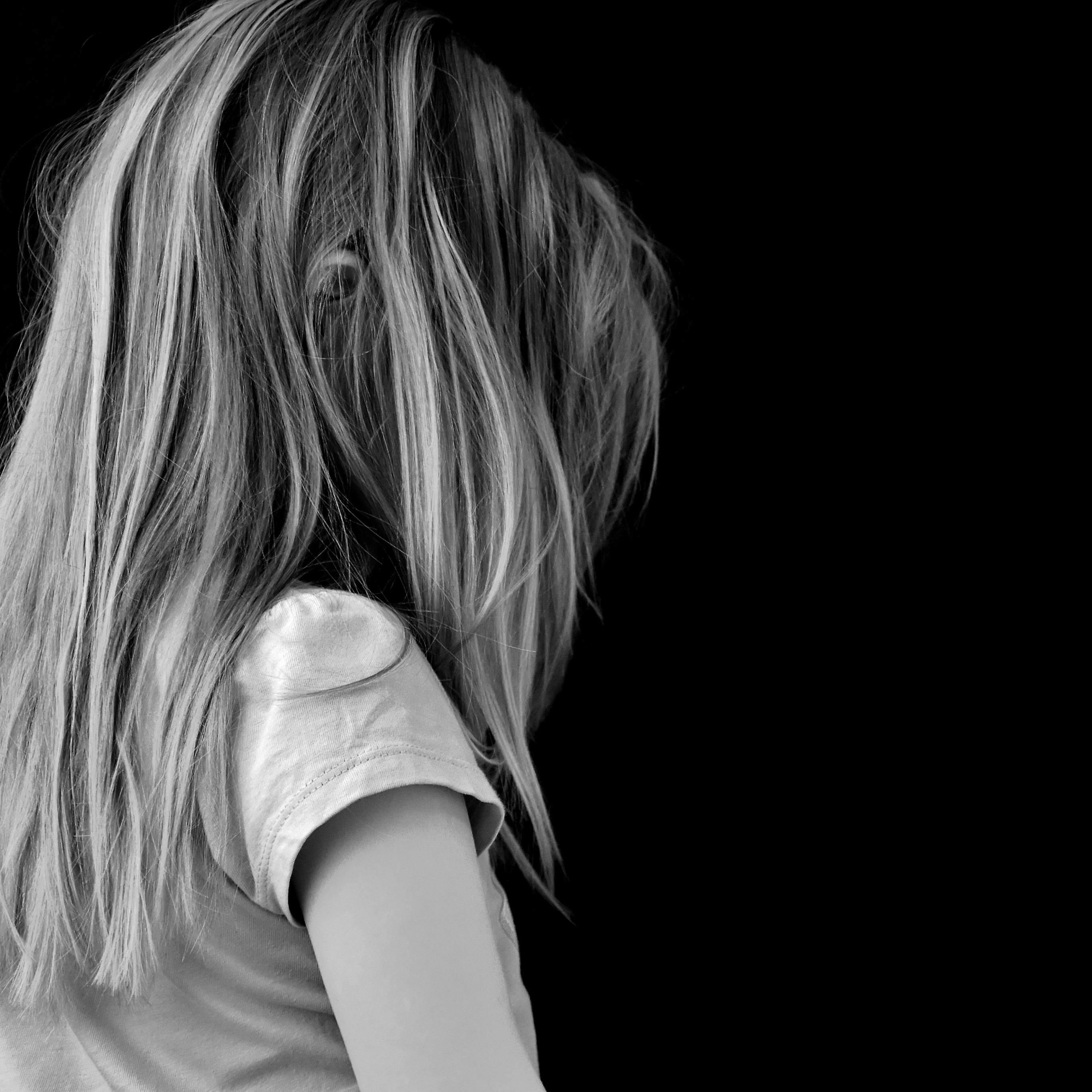 Sad girl Wallpaper 4K, Cute Girl, Black background