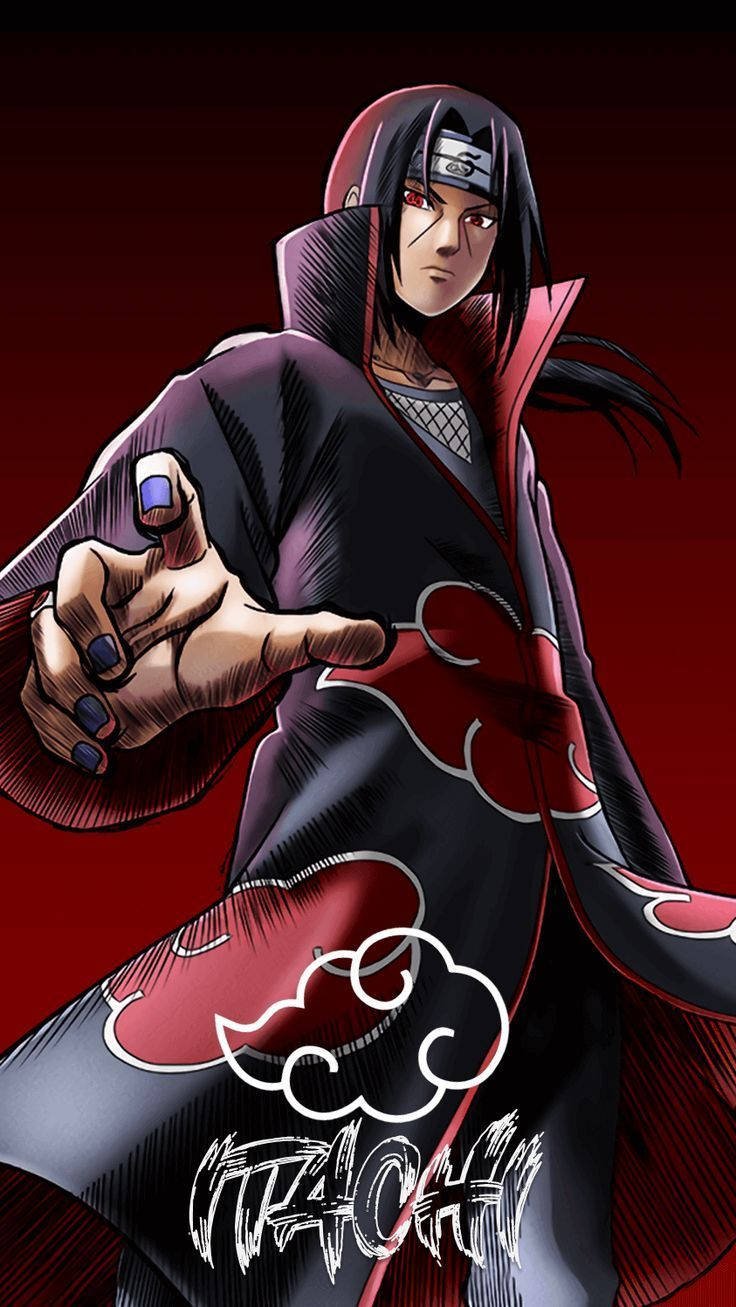 Download Awesome Akatsuki Itachi Red Artwork Wallpaper