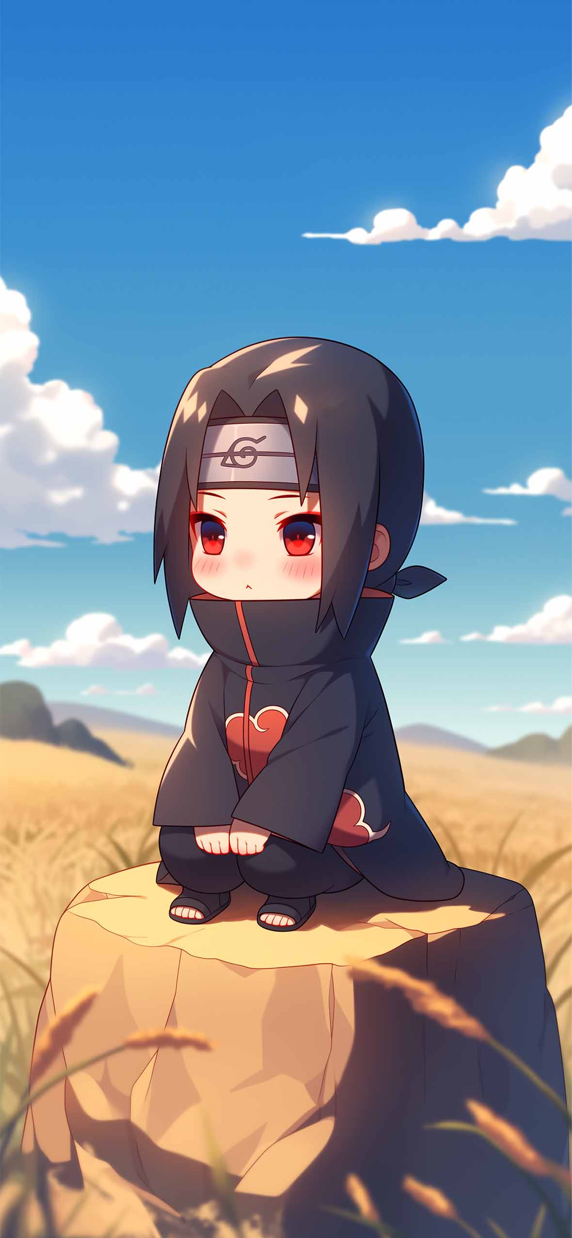 Chibi Itachi Akatsuki Under Clouds Wallpaper