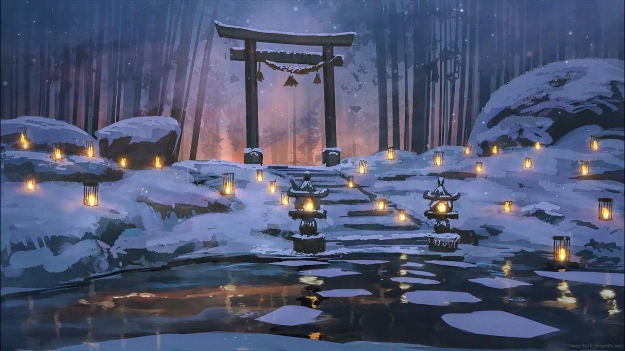 torii gate winter forest 4k live wallpaper