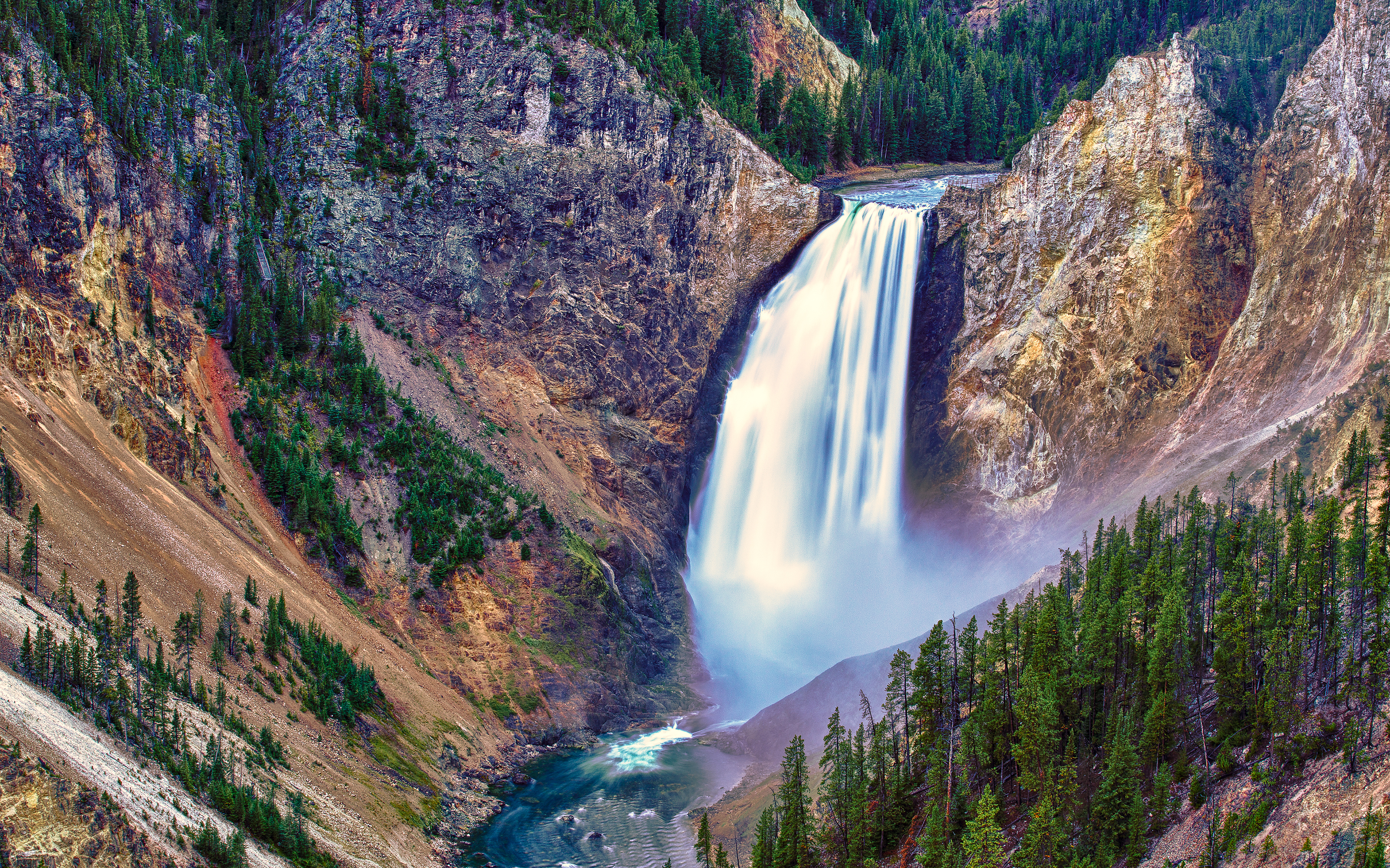 Lower Falls Wallpaper 4K, Yellowstone National Park