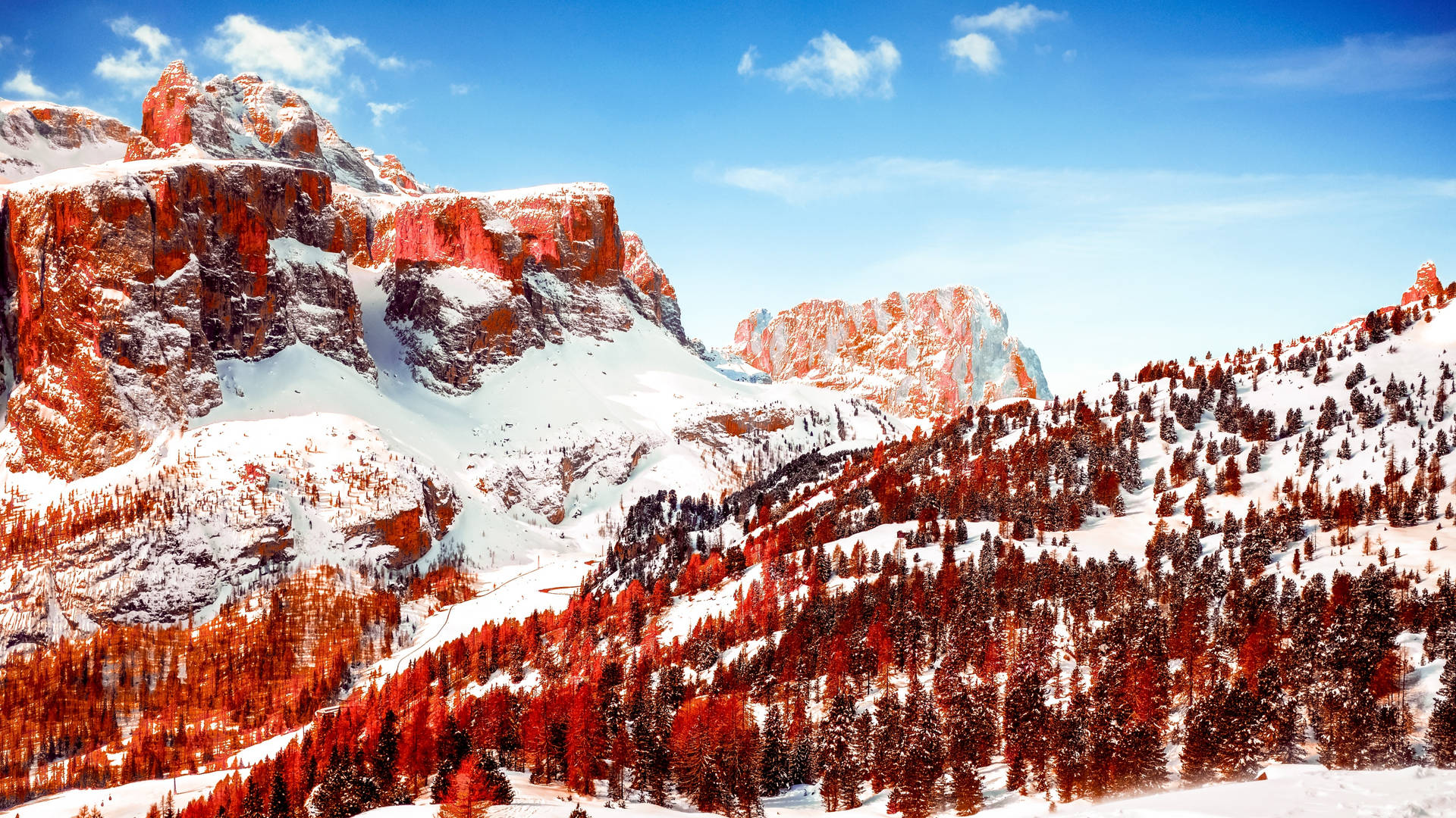 Download Winter Aesthetic With Red Dolomite Wallpaper