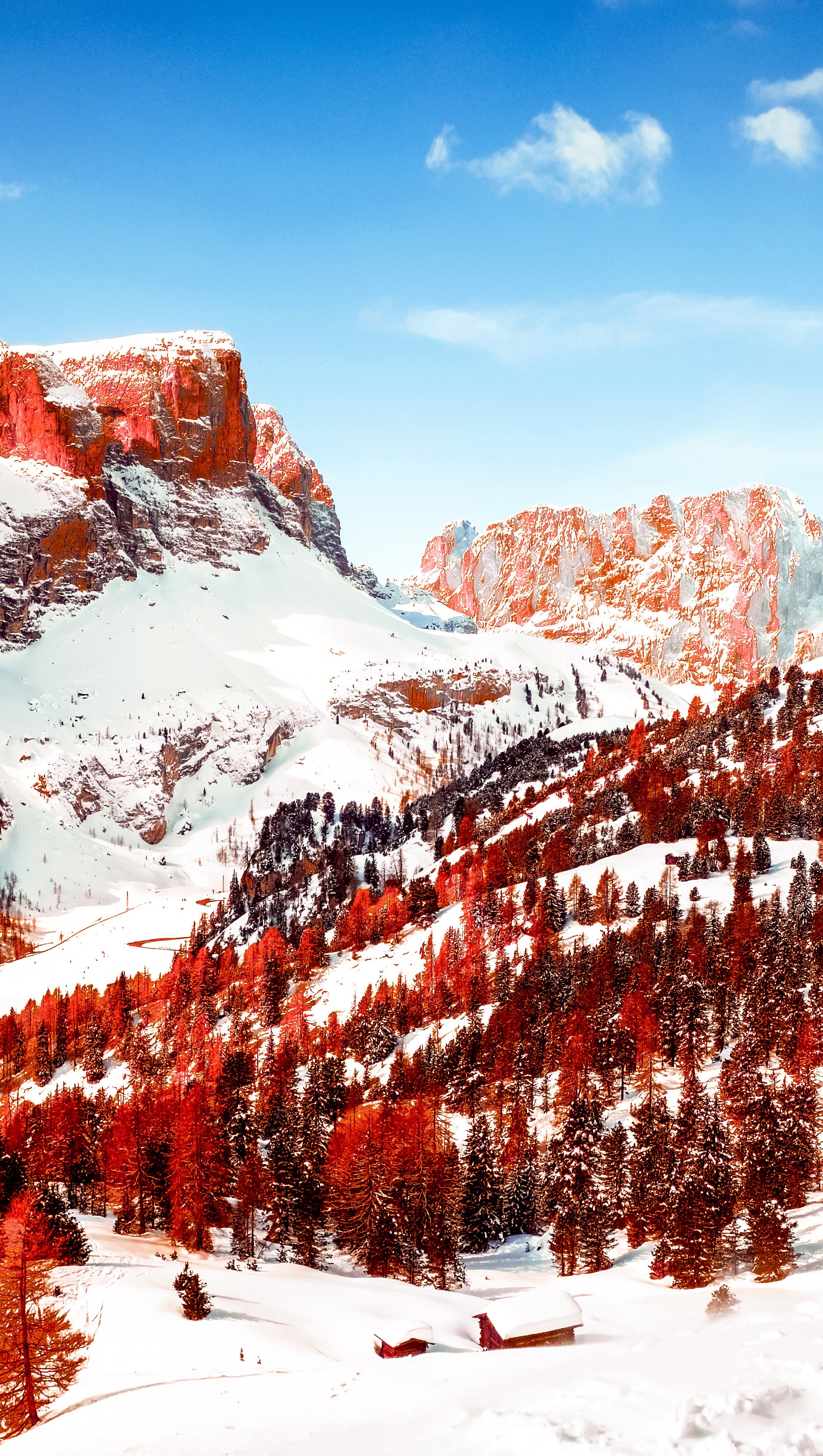 Red mountains with snow Wallpaper for iPhone and Mobile Phone