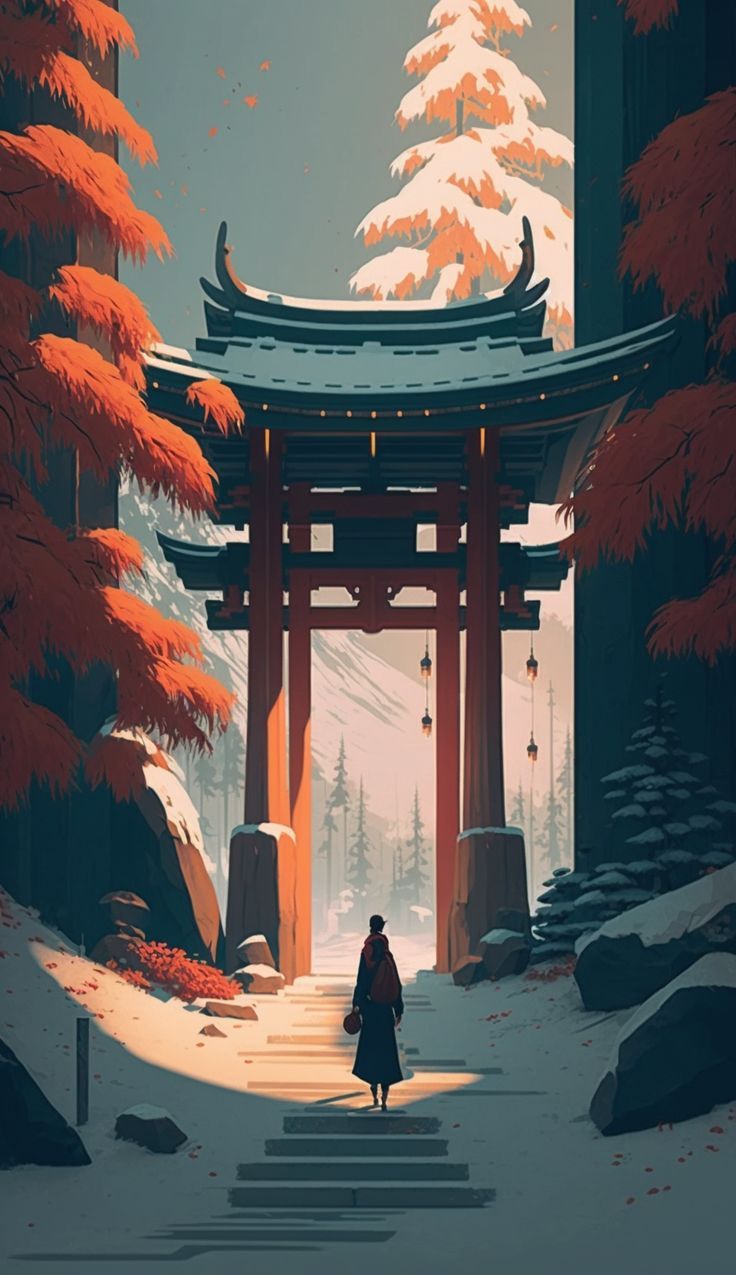 Torii Gate Down the Winters Path
