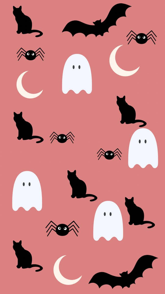 Download Pink Halloween Pattern Wallpaper