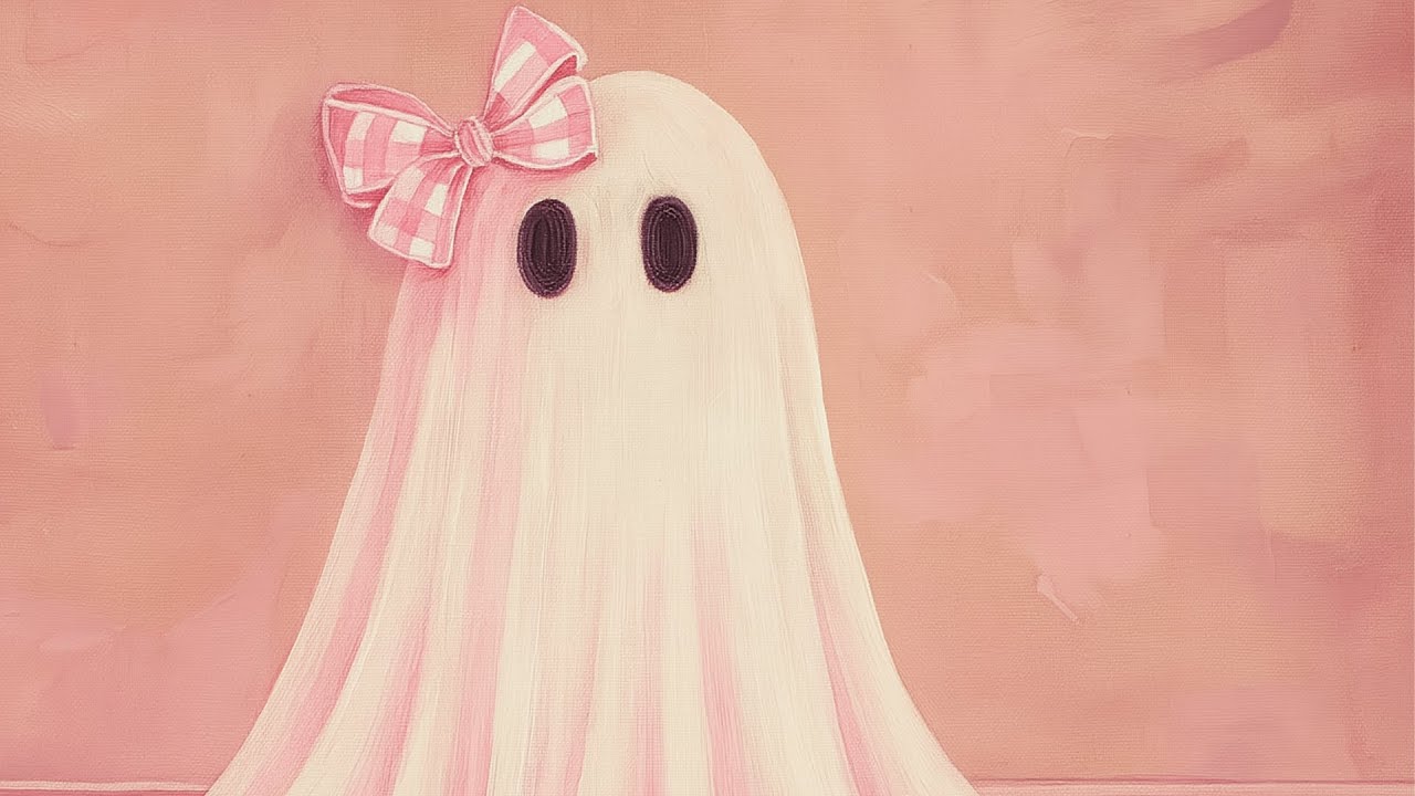 PINK Ghost Halloween Wallpaper for your TV. SILENT screensaver #halloweentvart #tvwallpaper