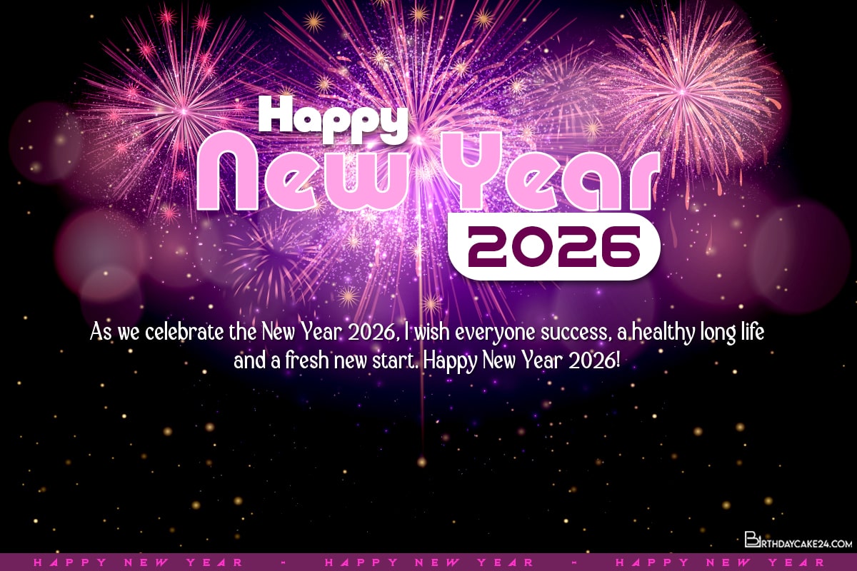 Fireworks Happy New Year 2026 Wishes Card Image Download