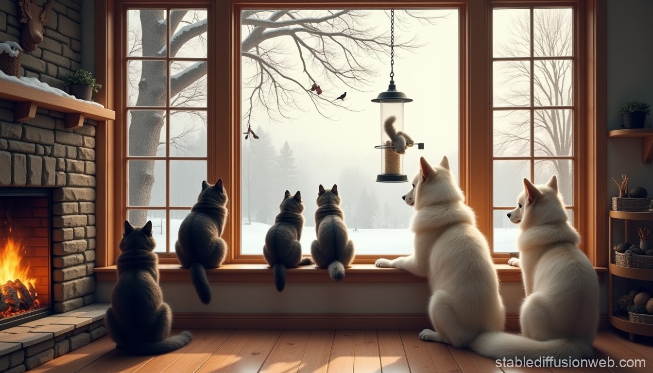 Cozy Winter Scene Inside House. Stable Diffusion Online