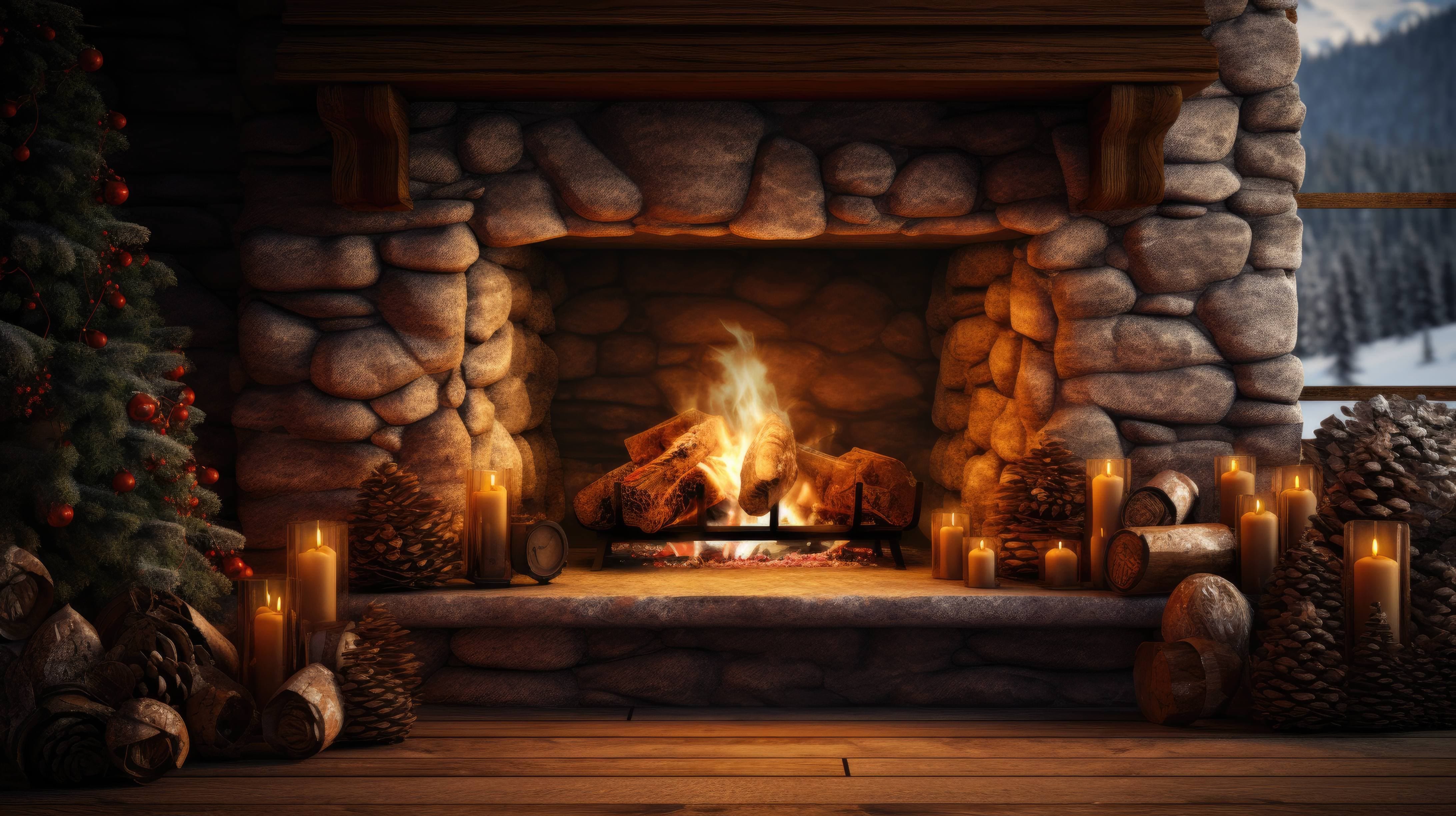 Christmas Fireplace Desktop Wallpaper, HD Christmas Fireplace Desktop Background on WallpaperBat