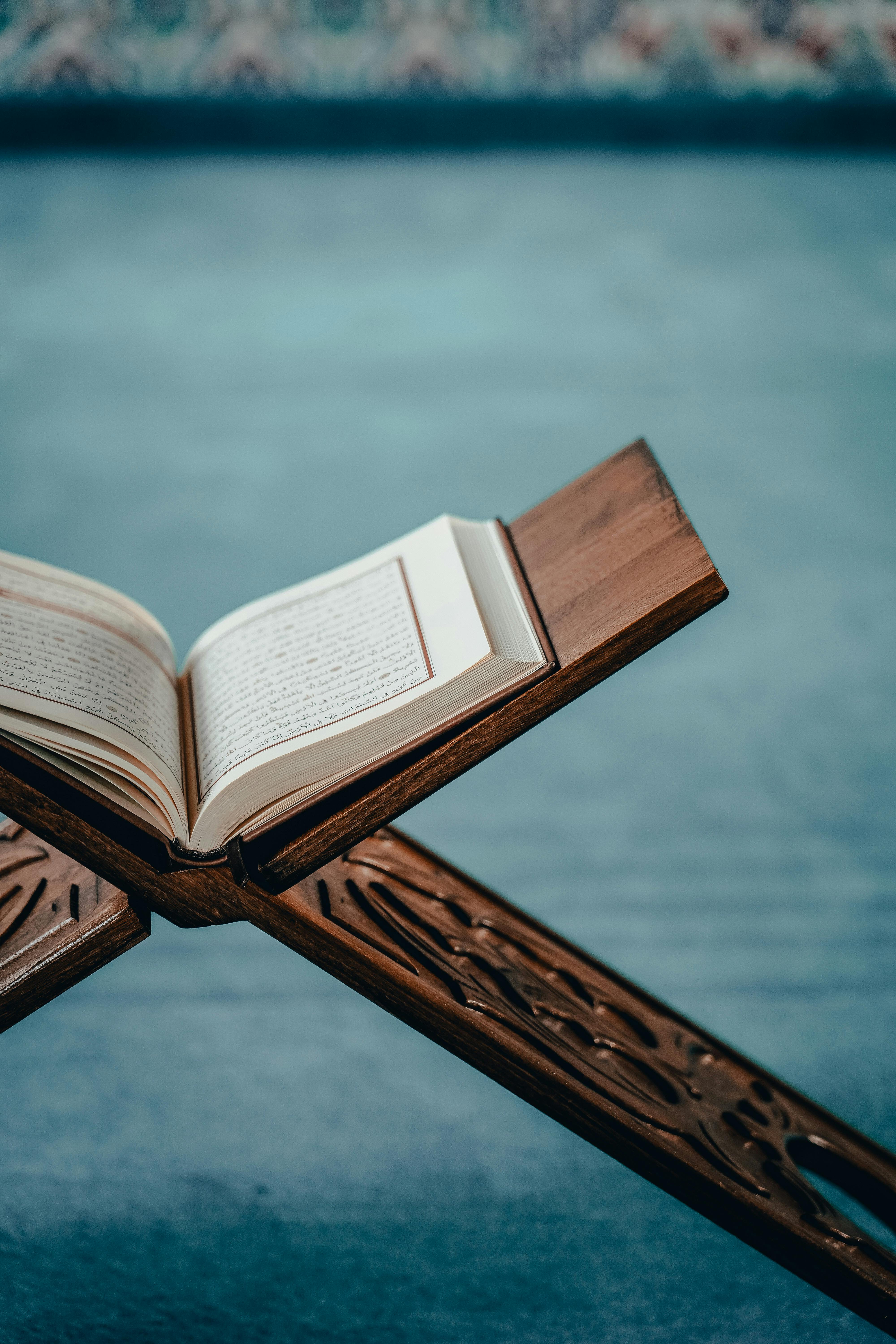 Koran on Wooden Shelf in Mosque · Free