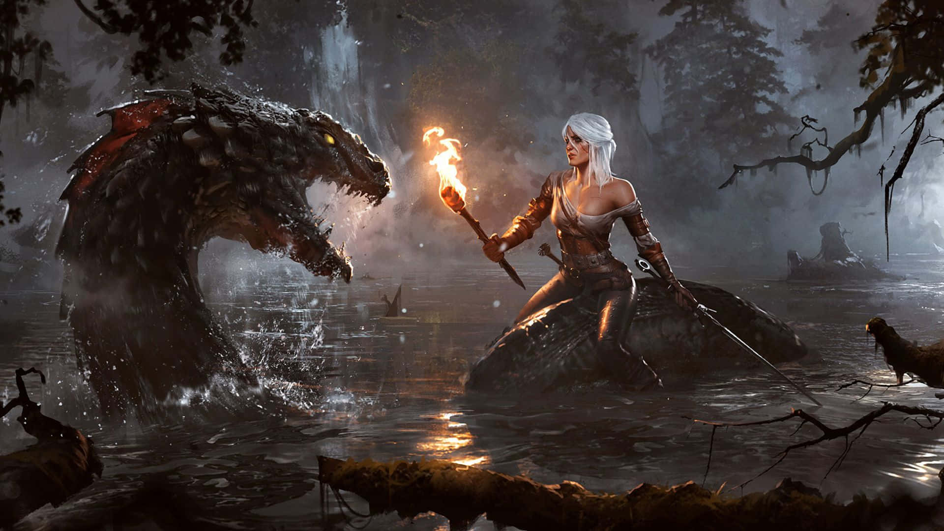 Download The Witcher 1920x1080 Keira Metz Forest Wallpaper