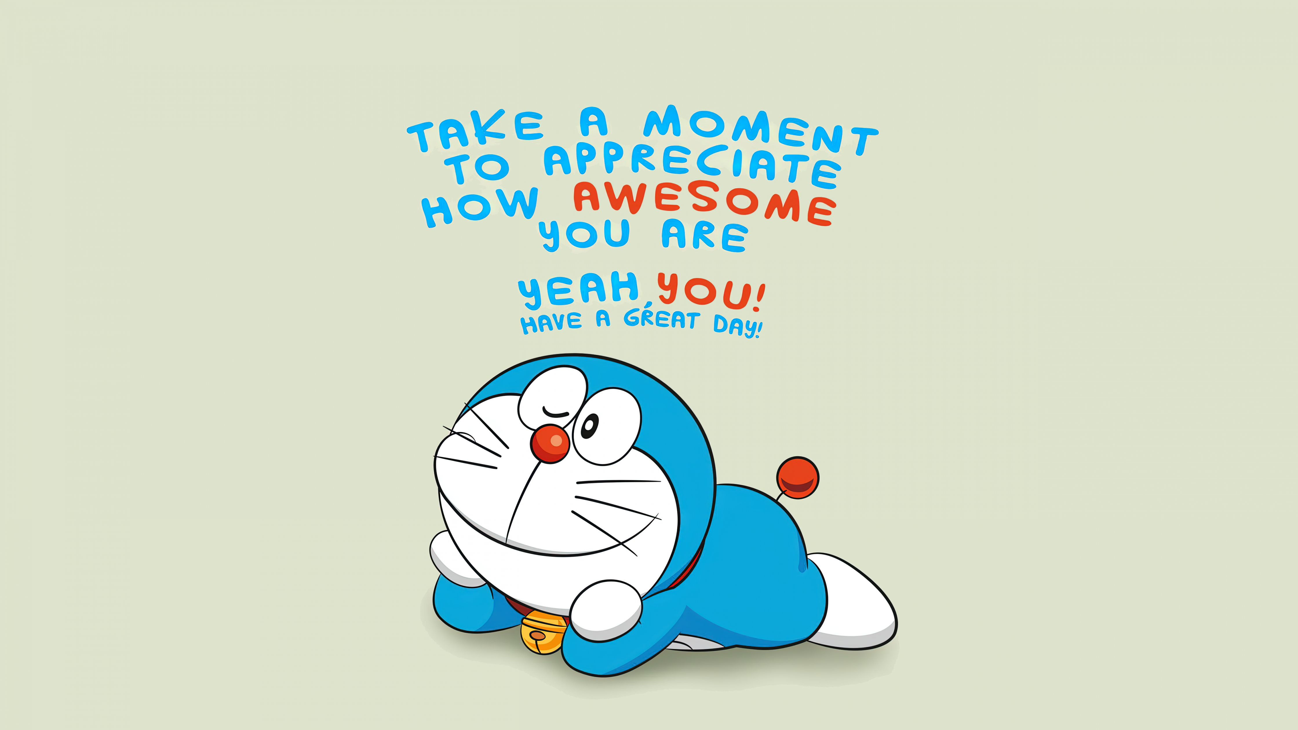 Awesome Wallpaper 4K, Doraemon, Have a great day