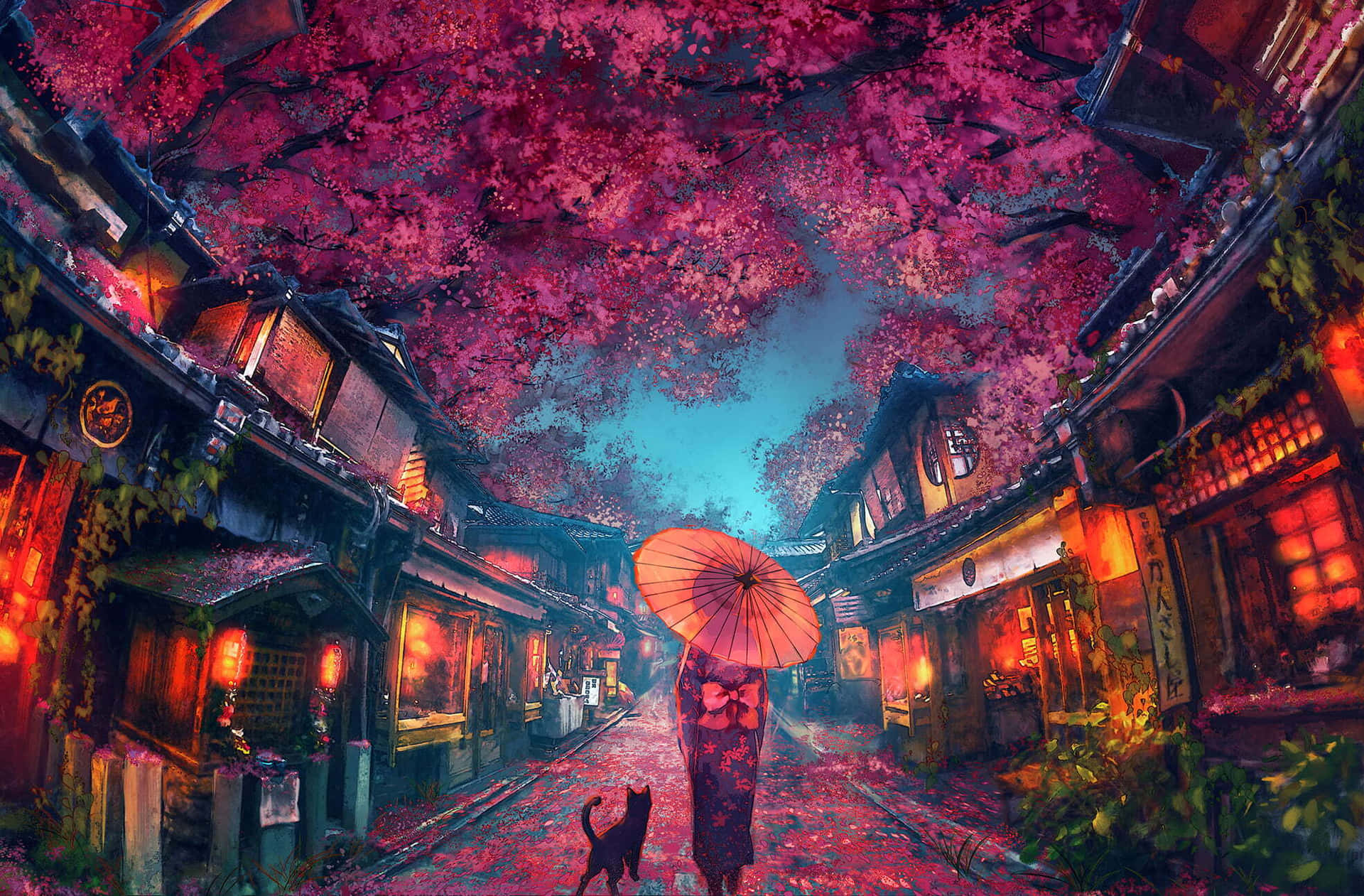 Anime Cherry Blossom Background