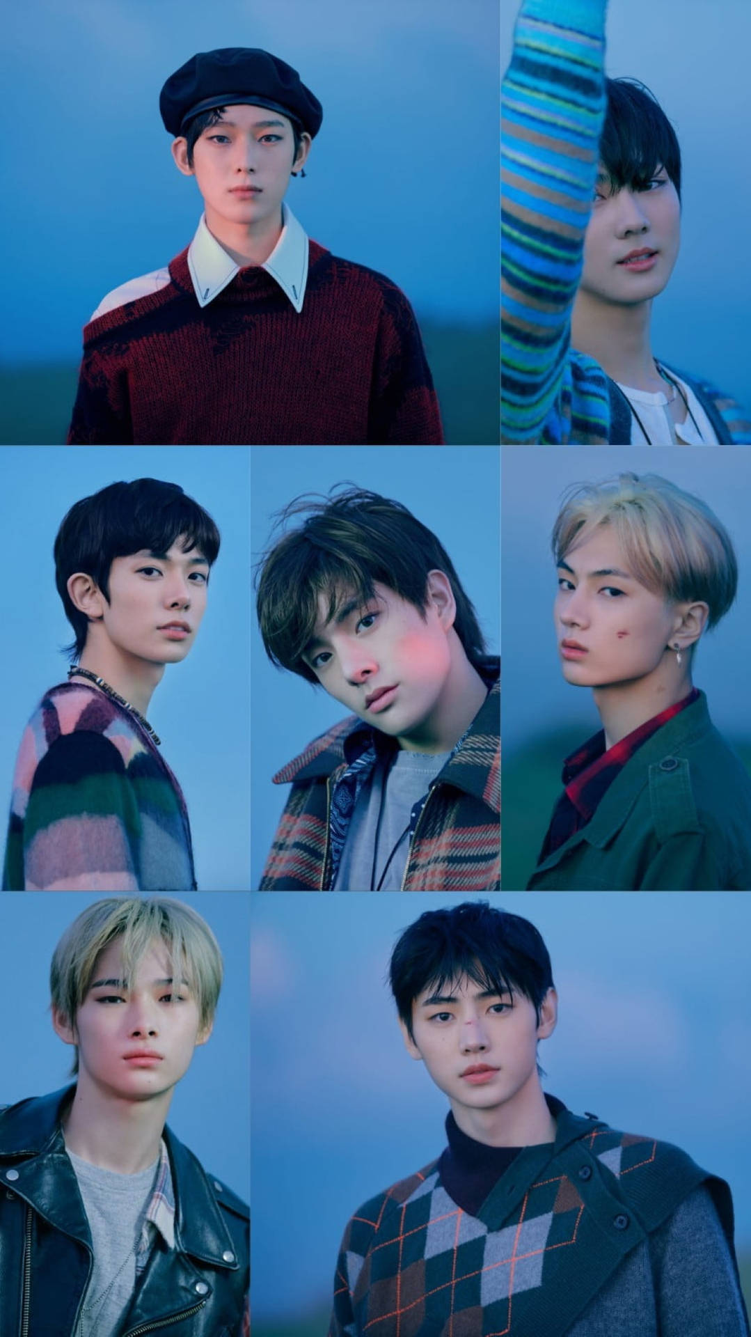 Download Enhypen Blue Collage Wallpaper