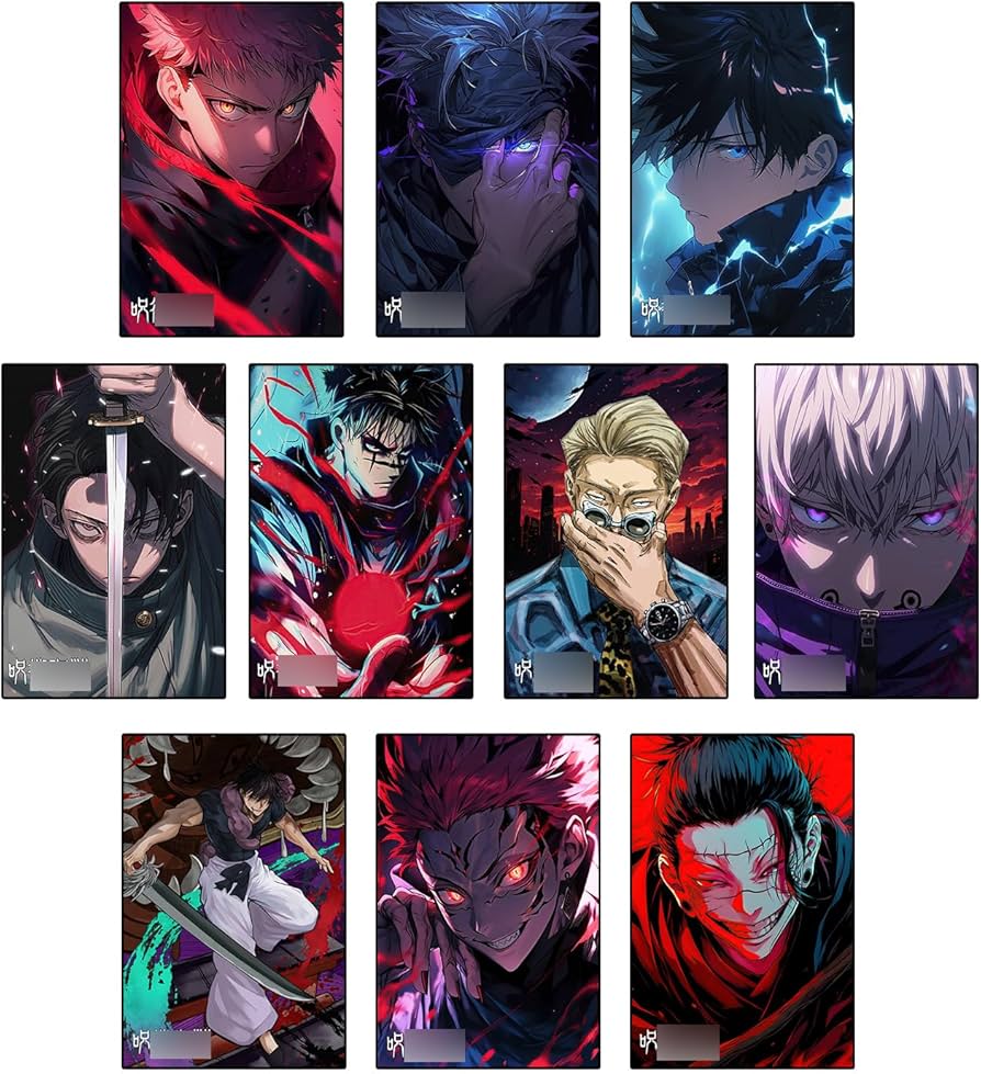 ELSARBEINA JJK Poster Set Anime Art Wall JJk Poster Wall Art Okkotsu Yuuta Toge Inumaki Yuji Itadori Kento Nanami Choso Ryomen Sukuna Unframed Set of 10: Posters & Prints