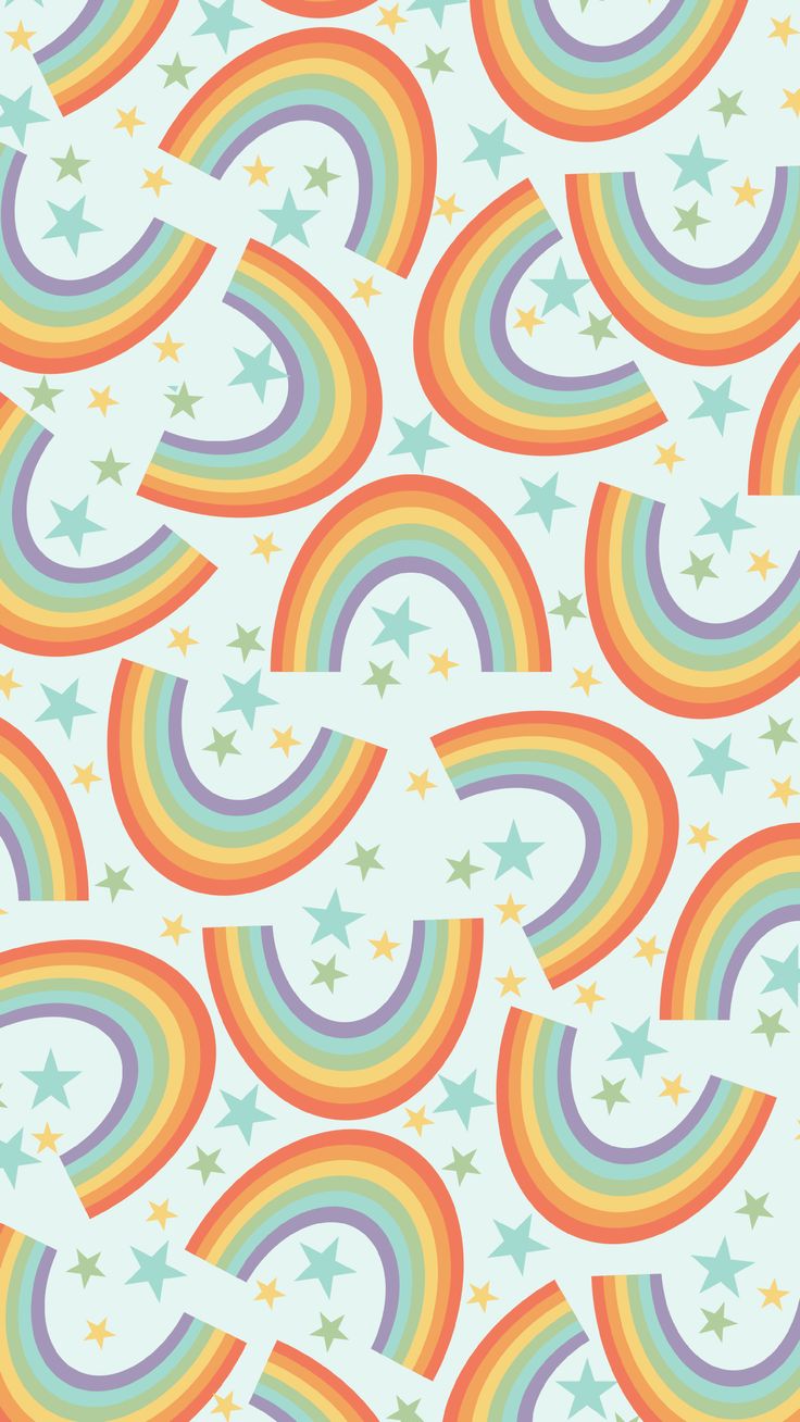 Phone wallpaper. 'pastel rainbow with stars'