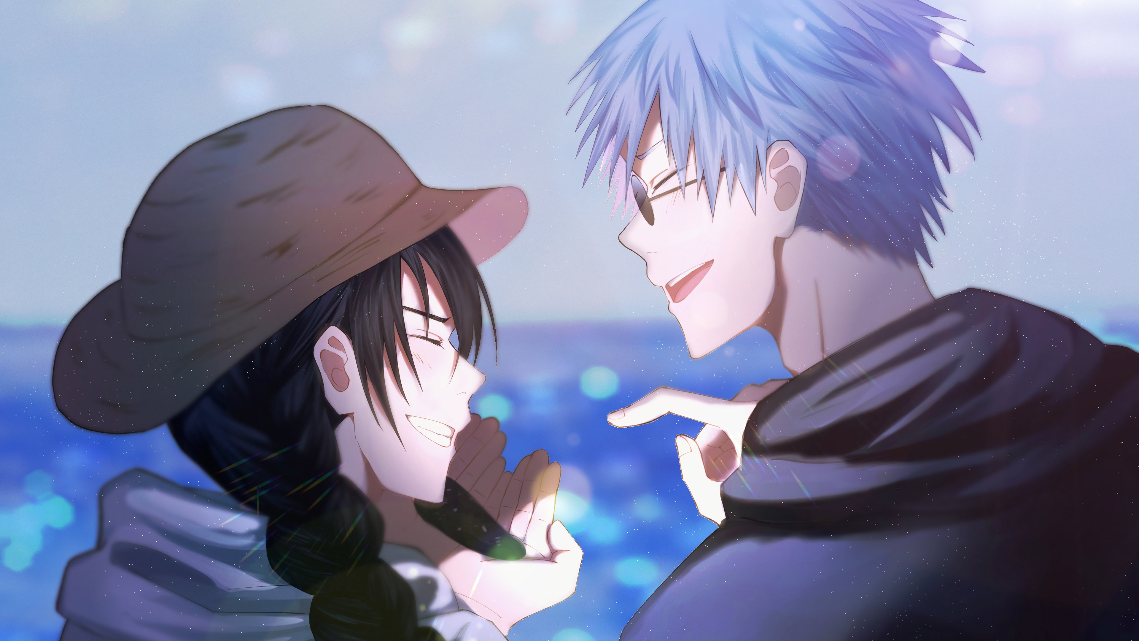 Black Hair Boy Girl Jujutsu Kaisen Riko Amanai Satoru Gojo White Hair 4K HD Jujutsu Kaisen Wallpaper