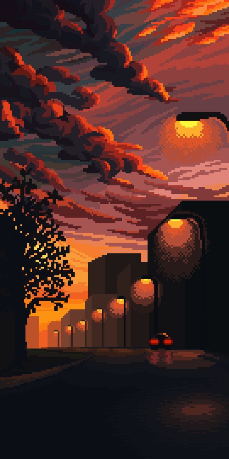 Sunset (Pixel Art, 2022, by Moertel)