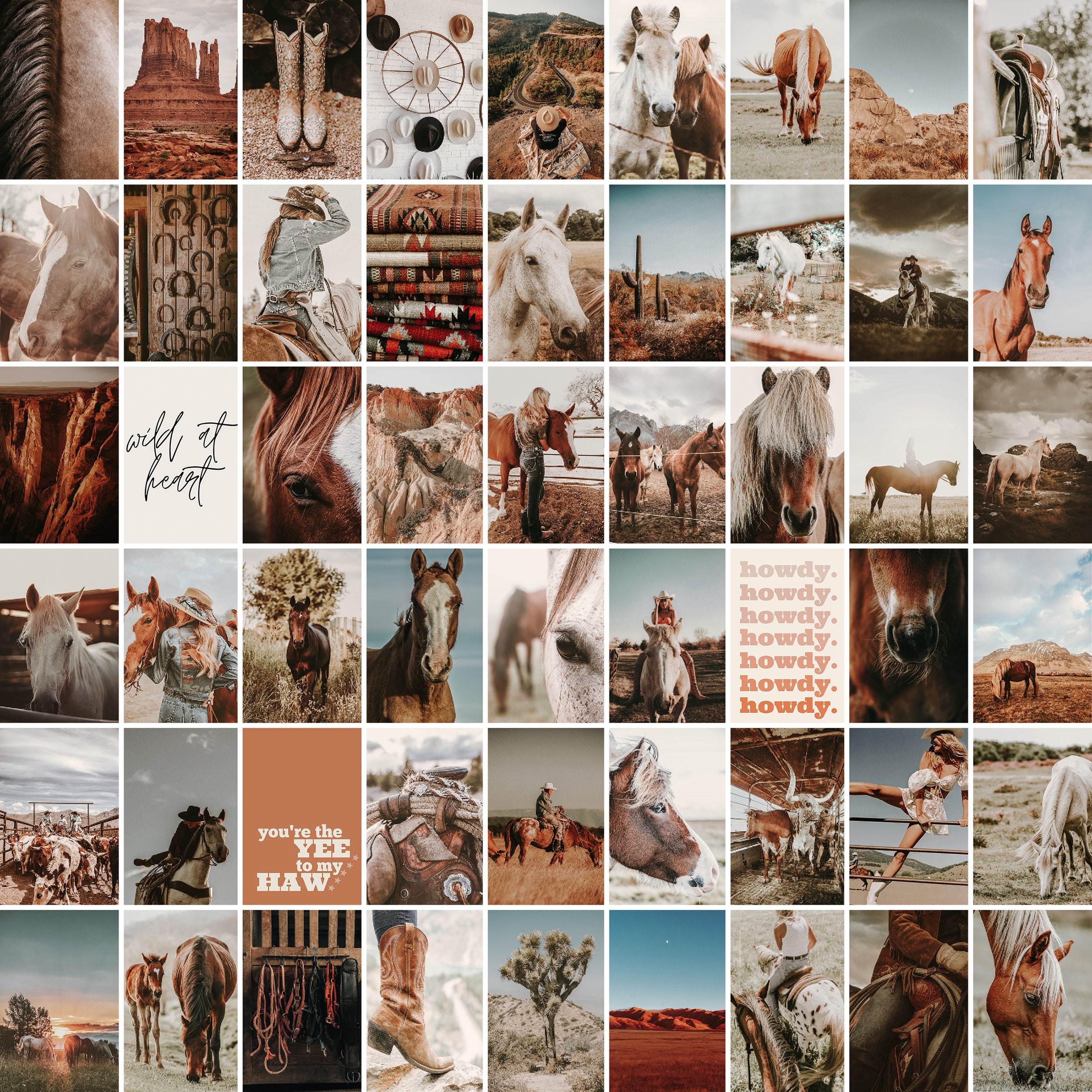 Wild Western Collage Kit: 30 60 Prints For Wall Art. Photo Cards. Western Aestheticx6 Or 5x7