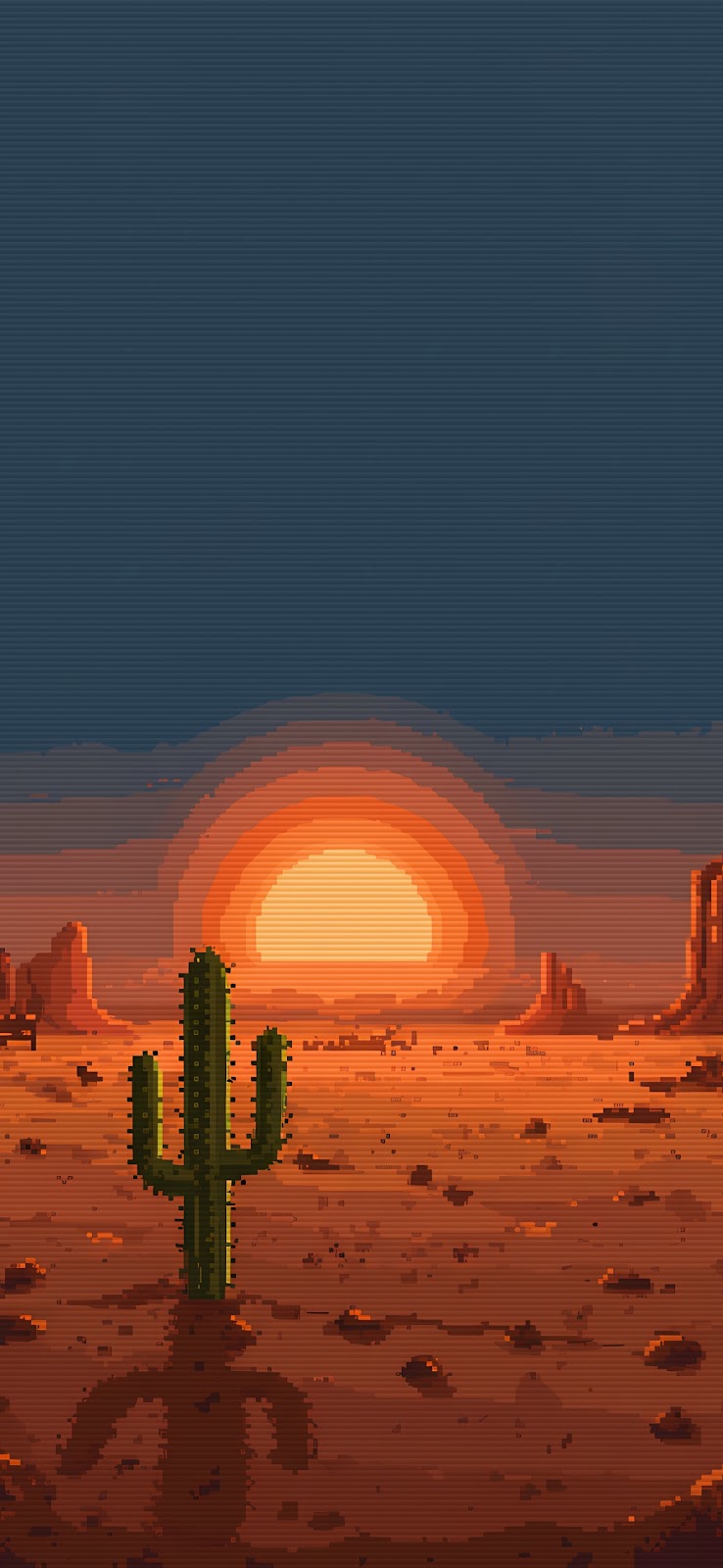 Pixel Art Desert Sunset iPhone Wallpaper