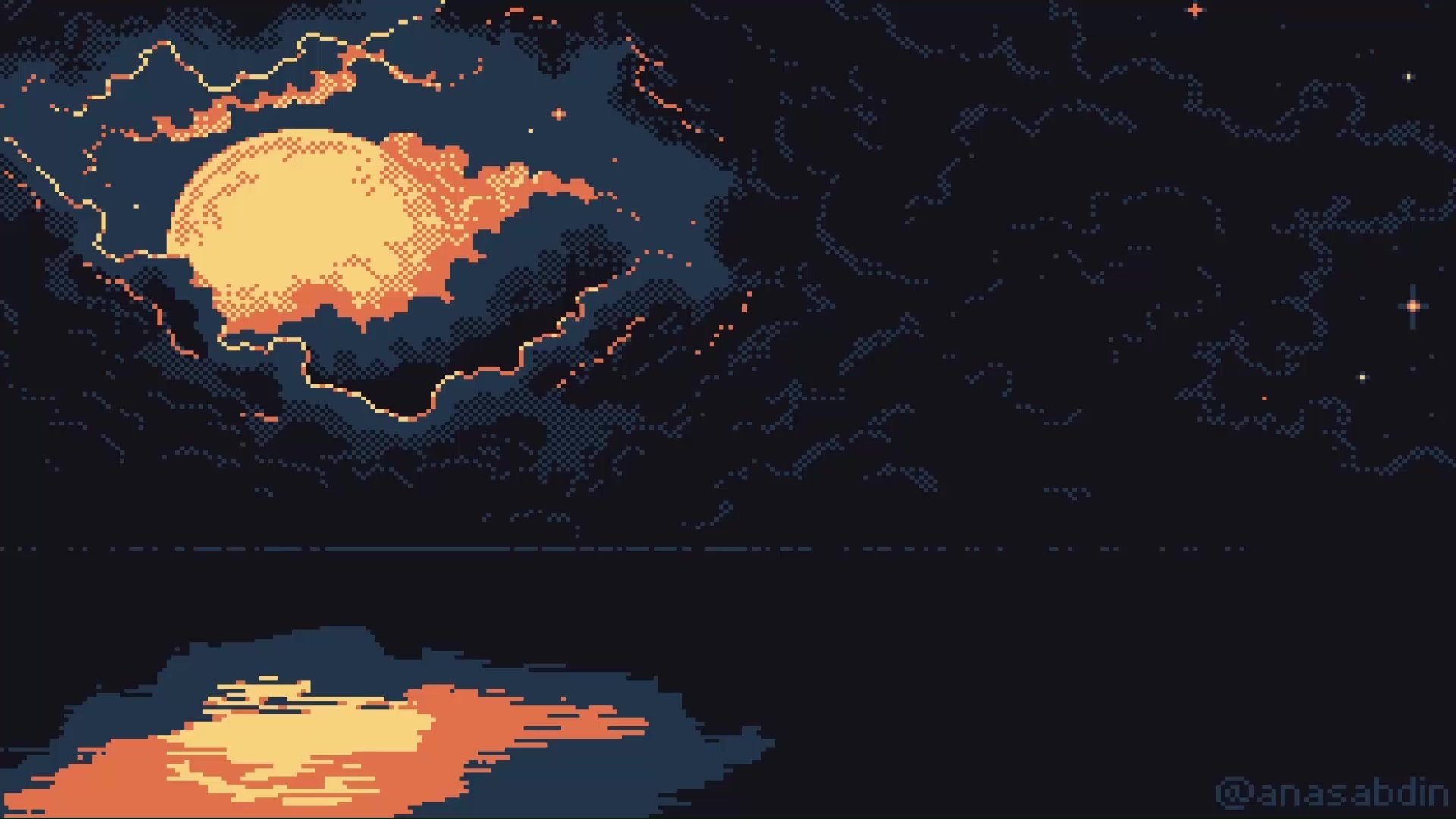 Sunset Over River In the Evening Pixel Live Wallpaper