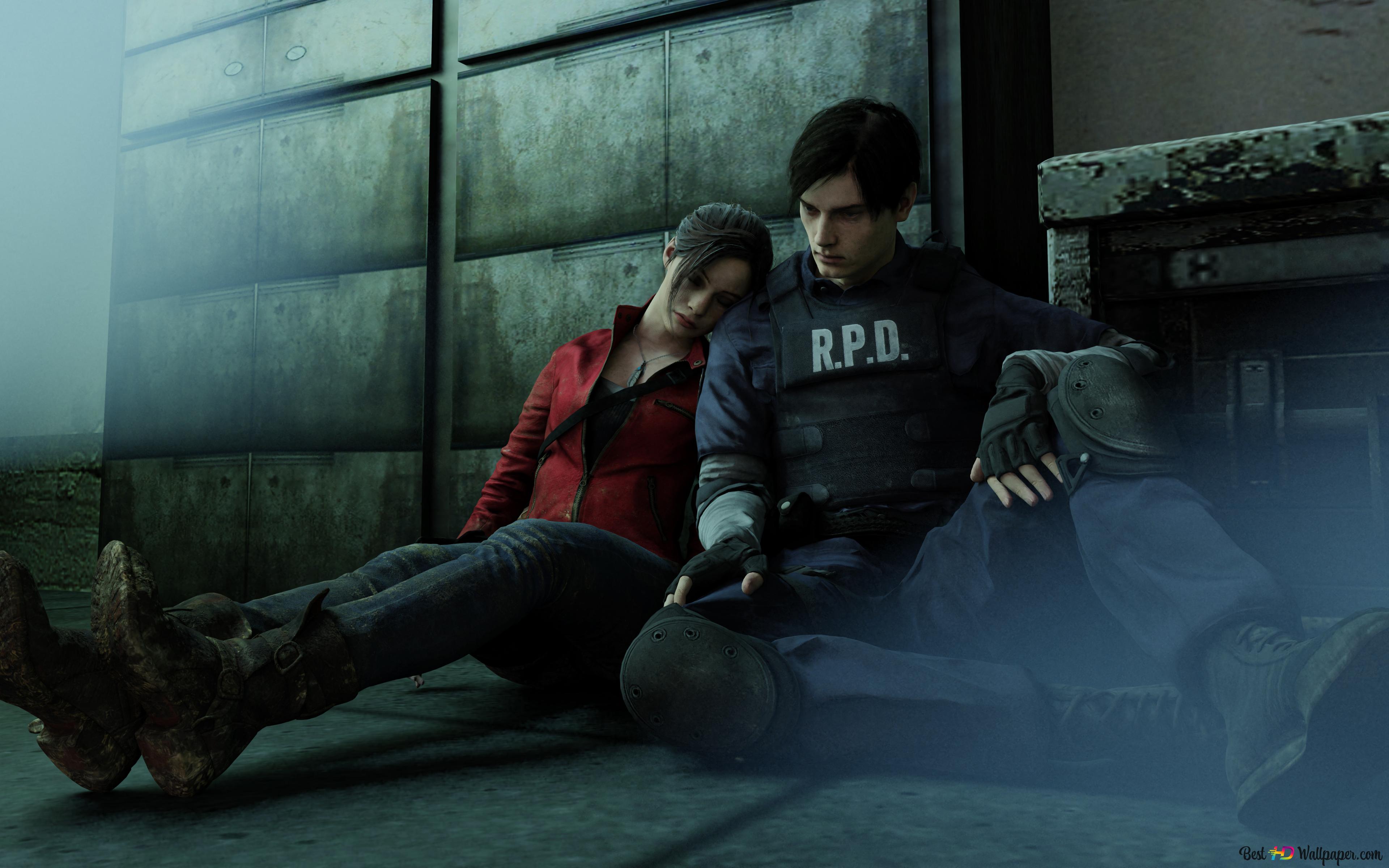 Resident Evil 2 Video Game S. Kennedy & Claire Redfield 4K wallpaper download