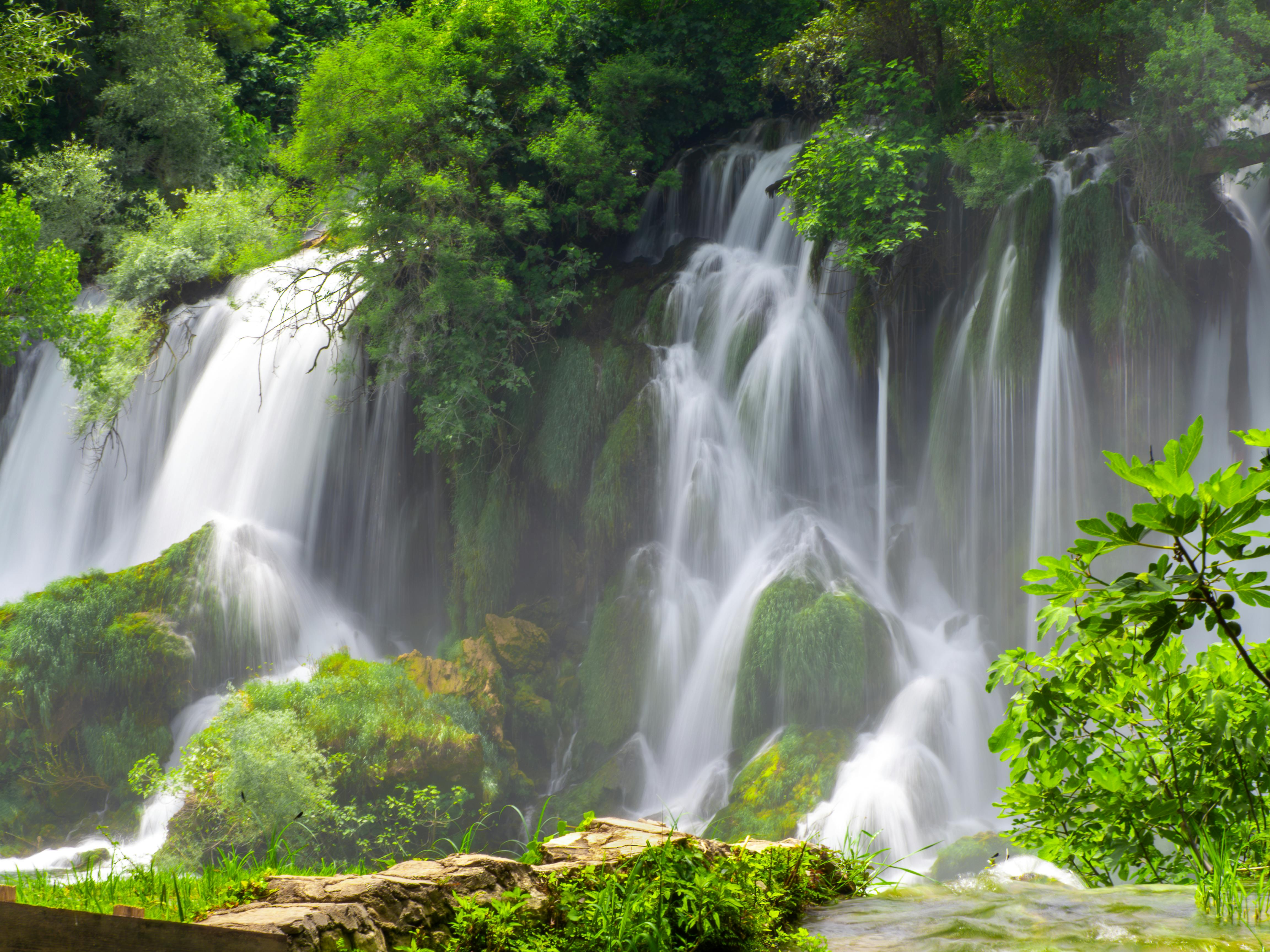 Water Falls Surrounding Green Grass during Daytime · Free