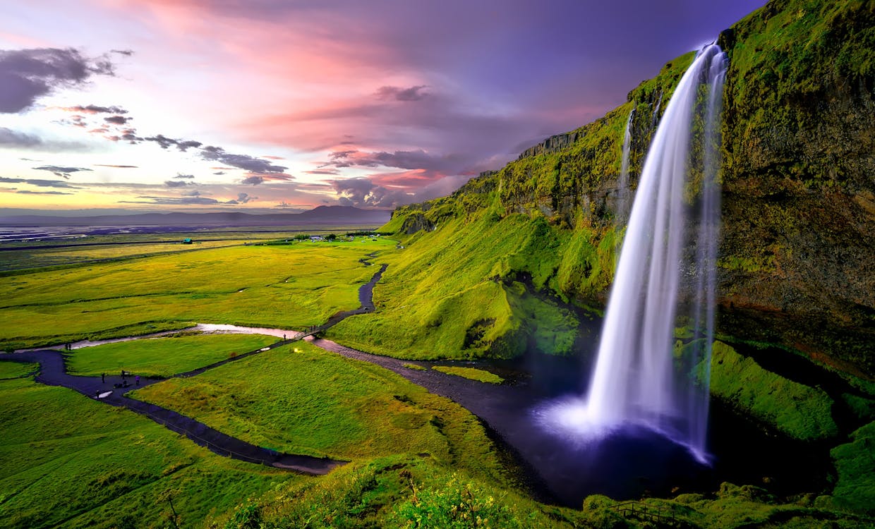 Time Lapse Photography of Waterfalls during Sunset · Free