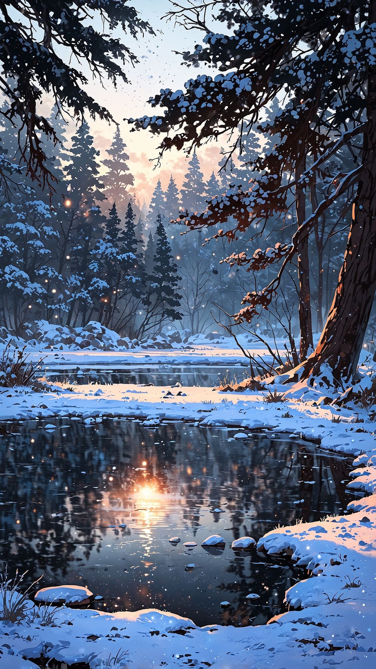 Anime Winter Forest Wallpaper High Resolution