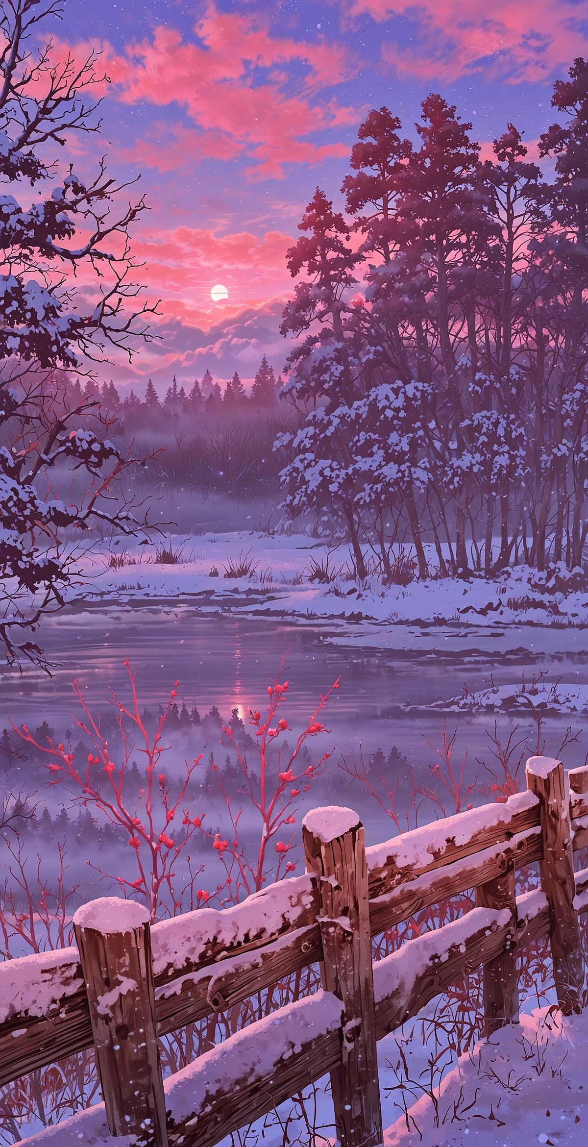 Anime Winter Forest Wallpaper High Resolution