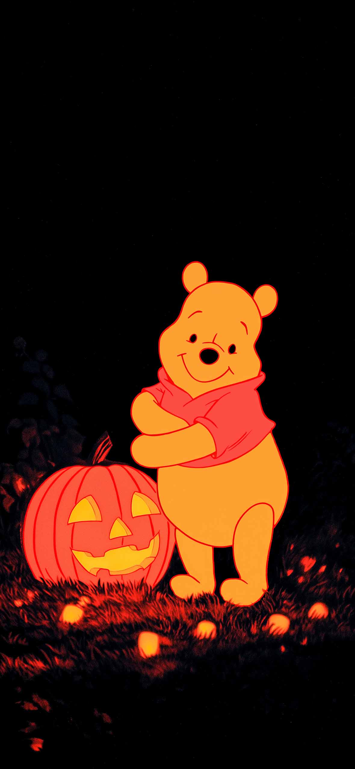 Winnie Pooh Halloween Pumpkin Cute Fall Wallpaper iPhone