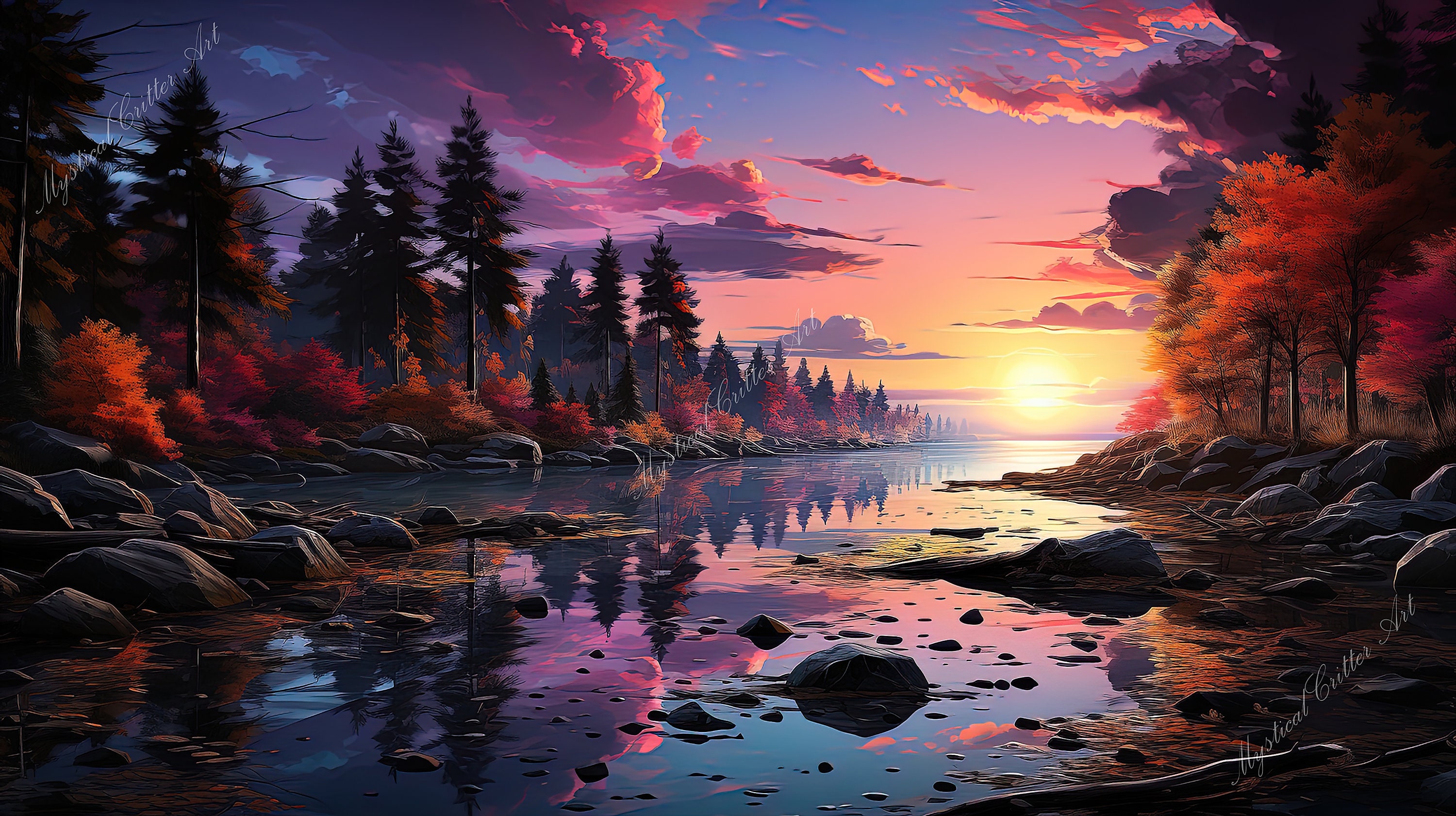 Breathtaking Autumn Landscape Desktop Wallpaper, Captivating Colors and Serenity