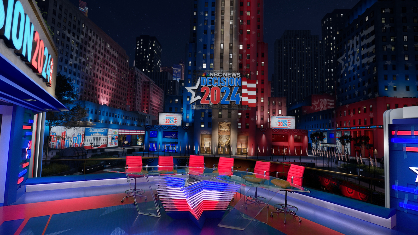 NBC News 2024 Election Headquarters Broadcast Set Design Gallery