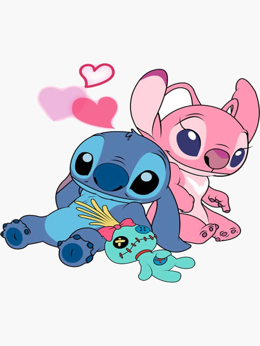 Download Love Stitch and Angel Adorable Duo Wallpaper