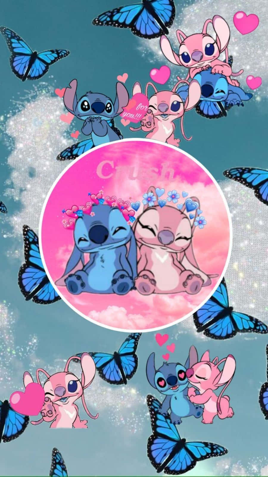 Download Love, Stitch, and Angel Adorable Duo Wallpaper
