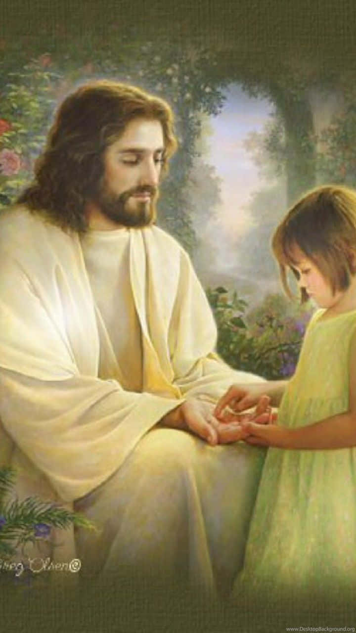 Download Jesus Is King With Young Girl Wallpaper