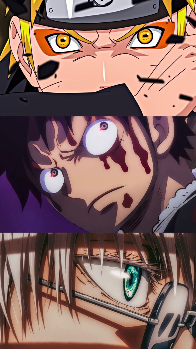 Fondo de anime naruto, luffy y gojo