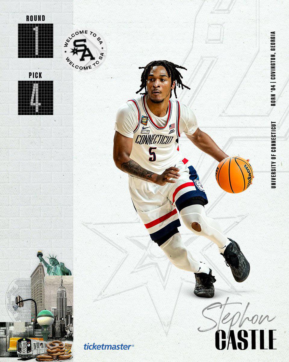 With The 4th Overall Pick The Spurs Select Stephon Castle From UCONN, R NBA_Draft