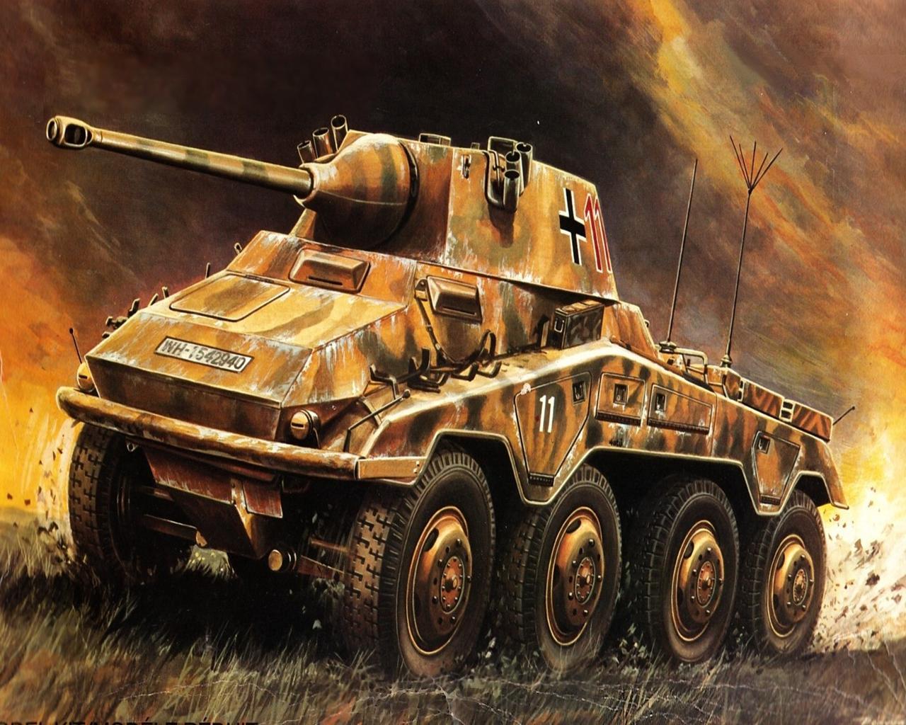 Wallpaper tank SdKfz 234 Puma Painting Art military