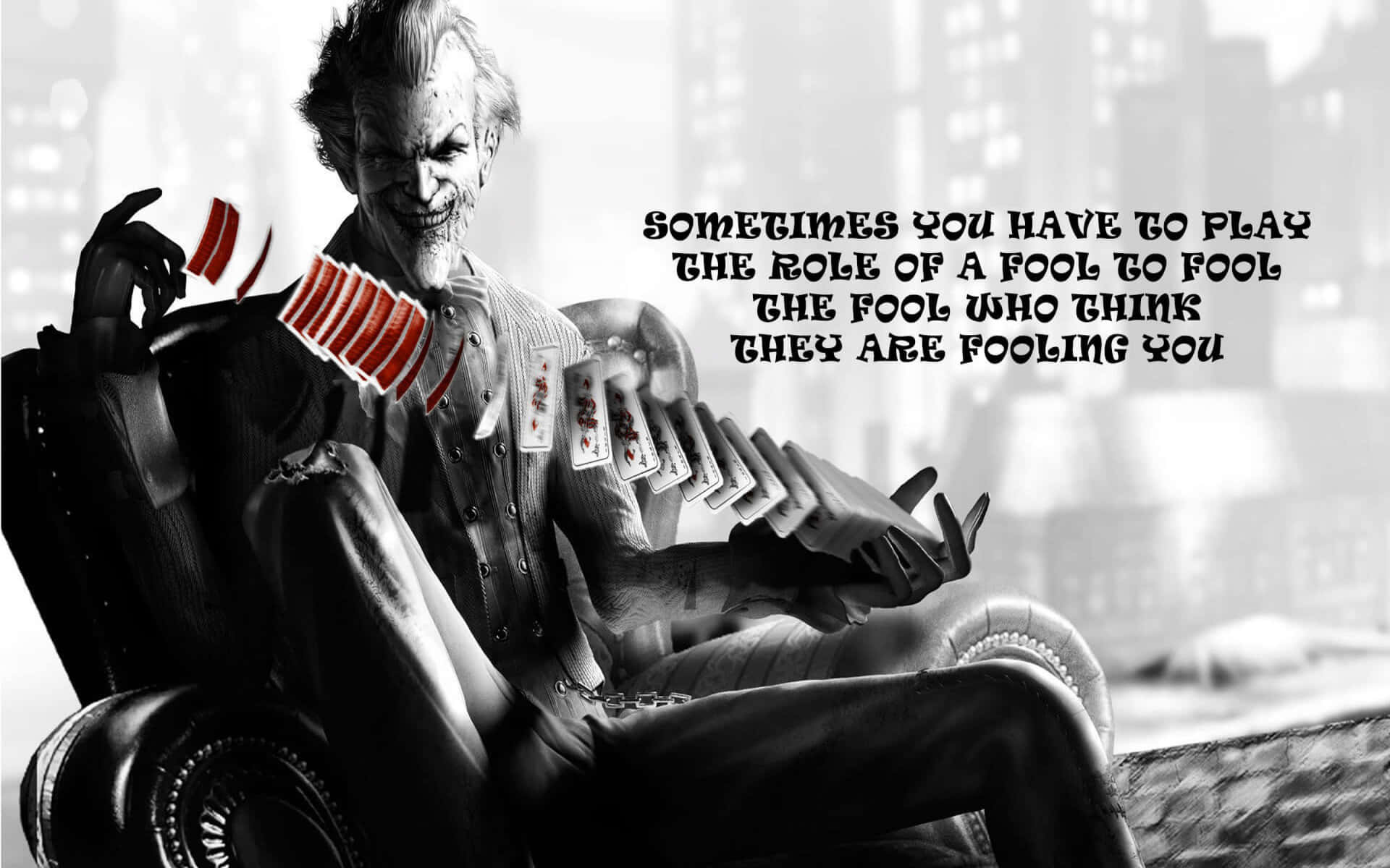 Download Unforgettable Joker Quotes on Dark Grunge Background Wallpaper