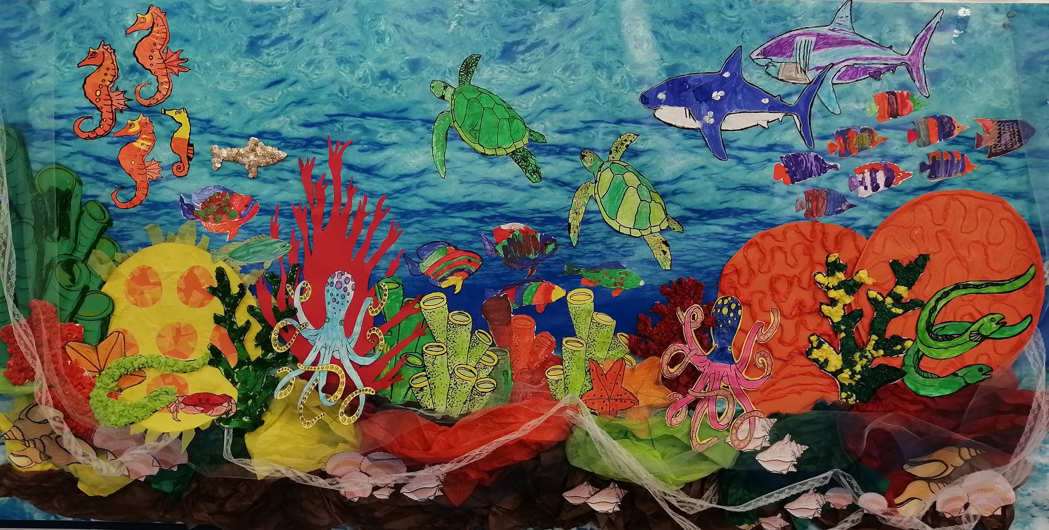 Harper Bell SDA studying the geography of the Caribbean, year two produced this masterpiece of a collage depicting life in a Caribbean coral reef. #WeAreHarperBell #OurPupilsOurCurriculum #UnderTheSea