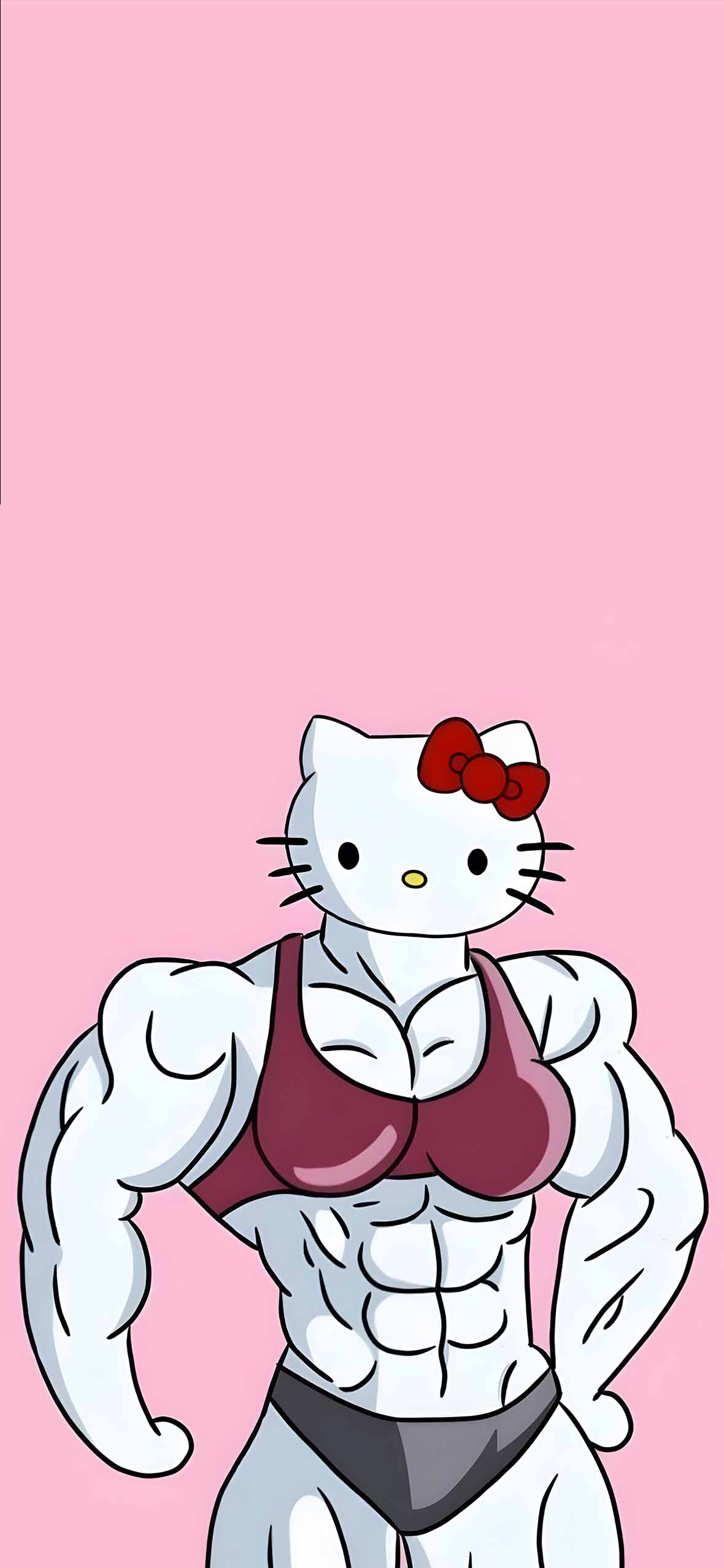 Hello Kitty Bodybuilder Meme Wallpaper Pink Wallpaper