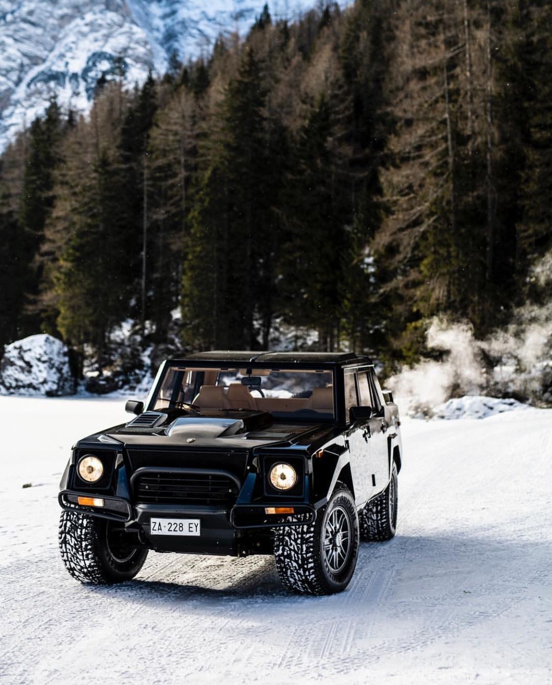 A Lamborghini LM002 in the Snow