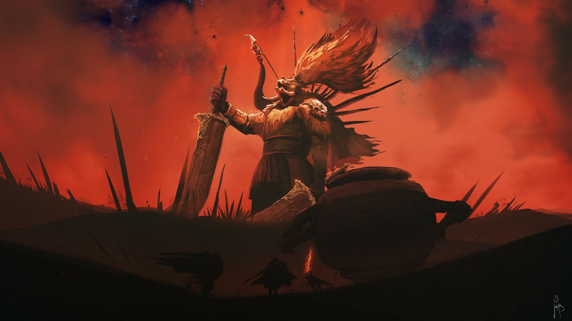 Starscourge Radahn Unleashed: Epic Elden Ring HD Wallpaper by Martín Bruno Techera