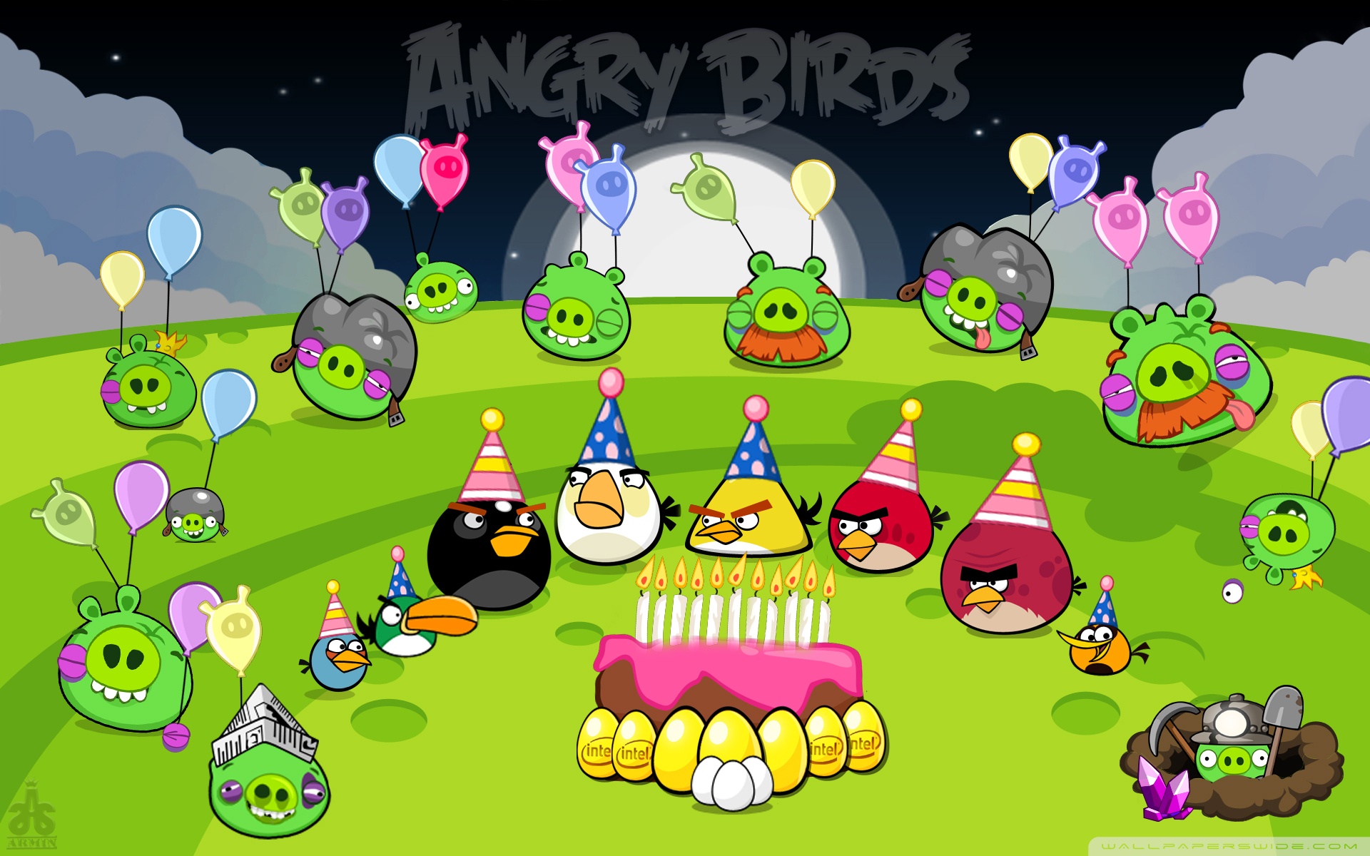 Angry Birds Party Night & End Pigs 4K UHD Wallpaper for UltraHD Desktop and TV, Widescreen and UltraWide Display