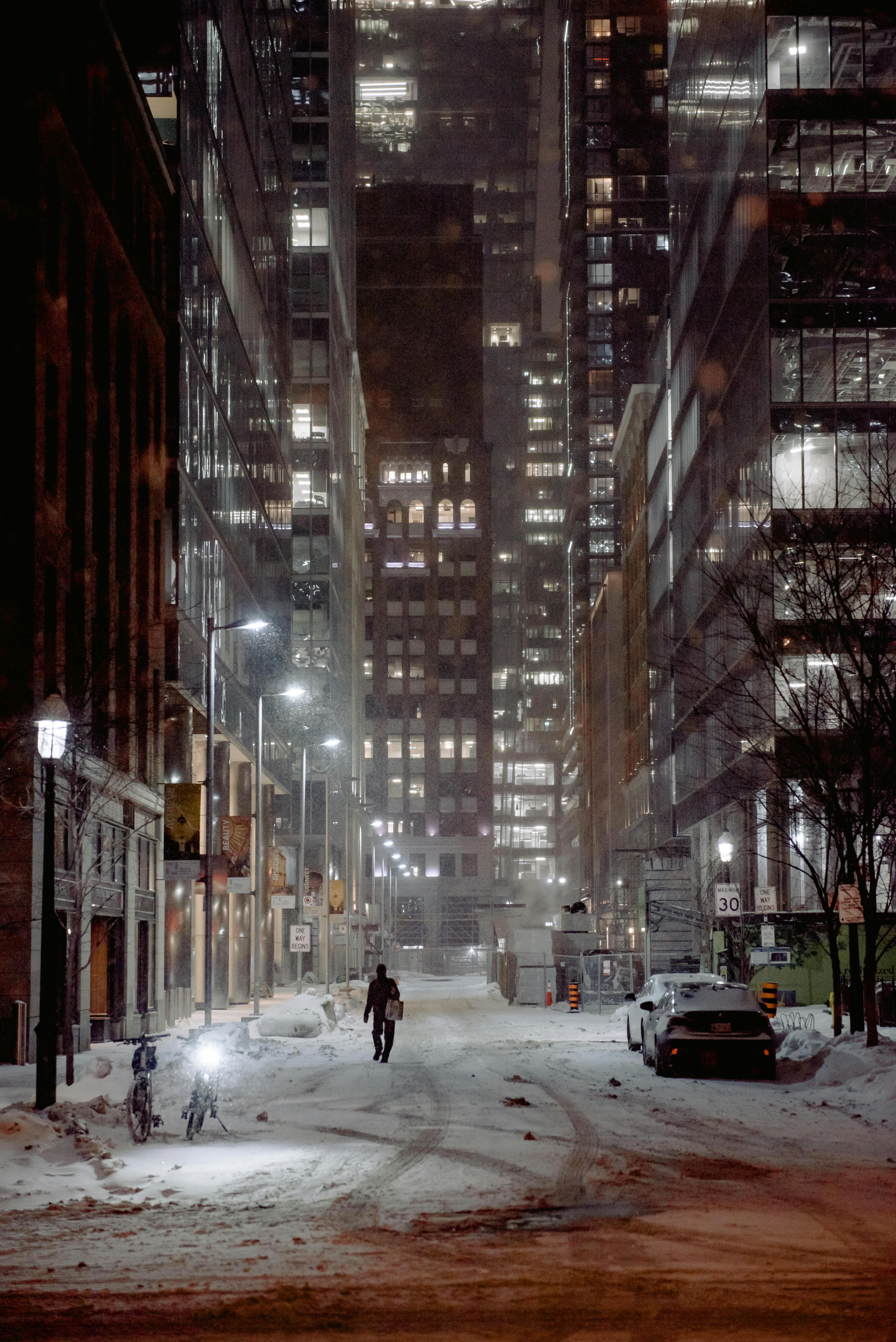 City Street on a Winter Night · Free