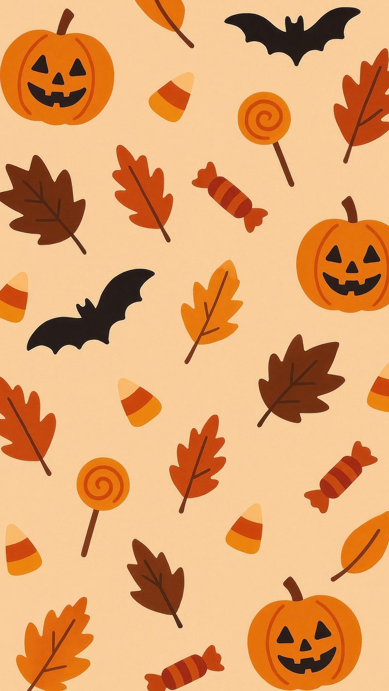 Playful autumn Halloween pattern mobile. Free Photo Illustration