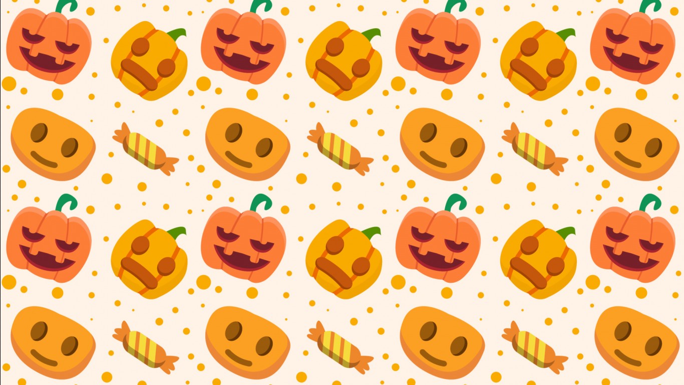 Happy Sad Face Of Pumpkins Candies HD Cute Halloween Wallpaper