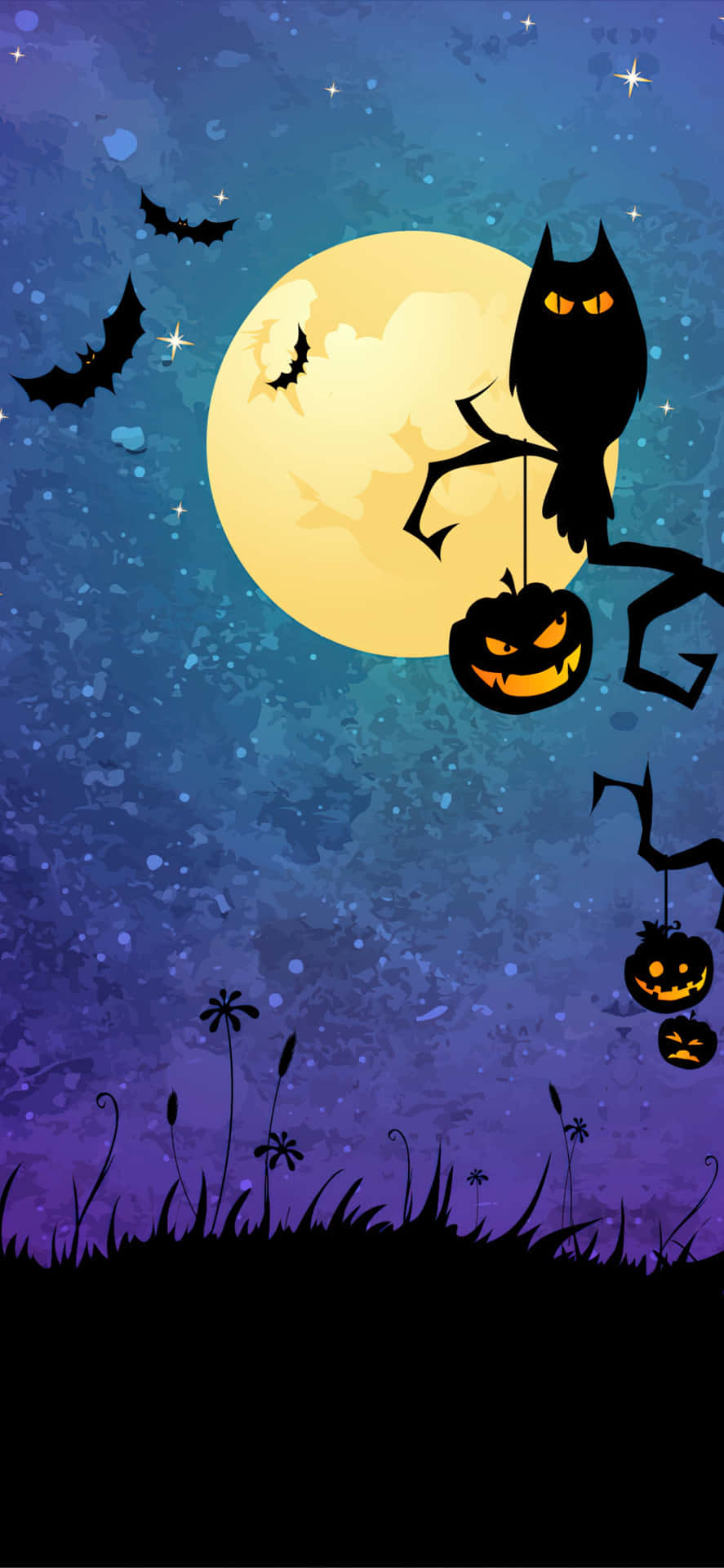 Download iPhone Halloween Background Scary Bats And Moon Scenery
