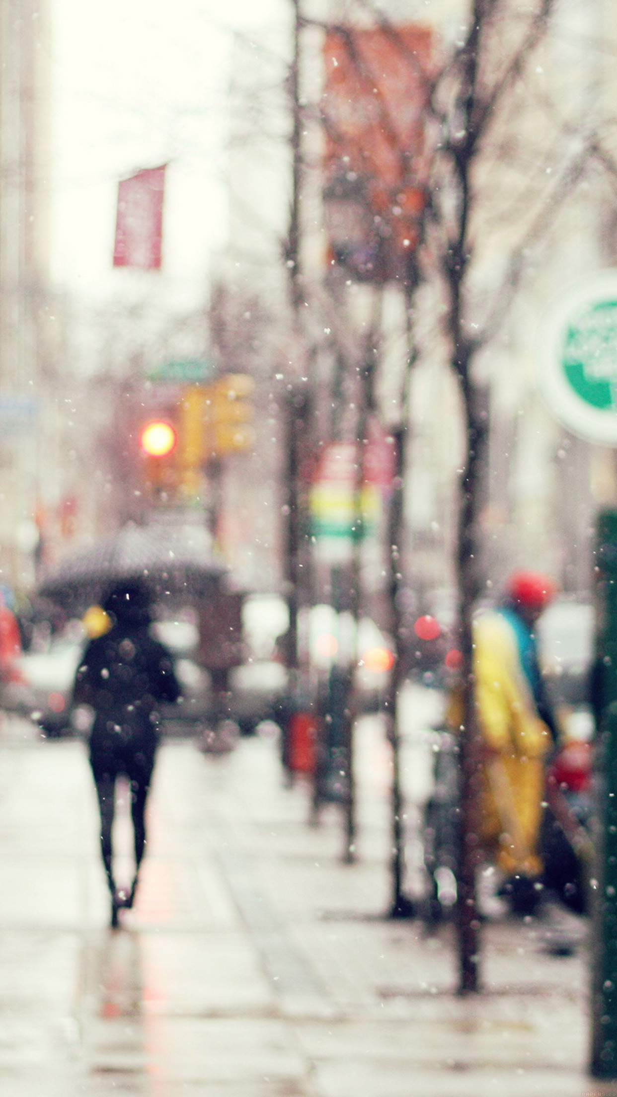 iPhone X wallpaper. snow street winter walk city day nature